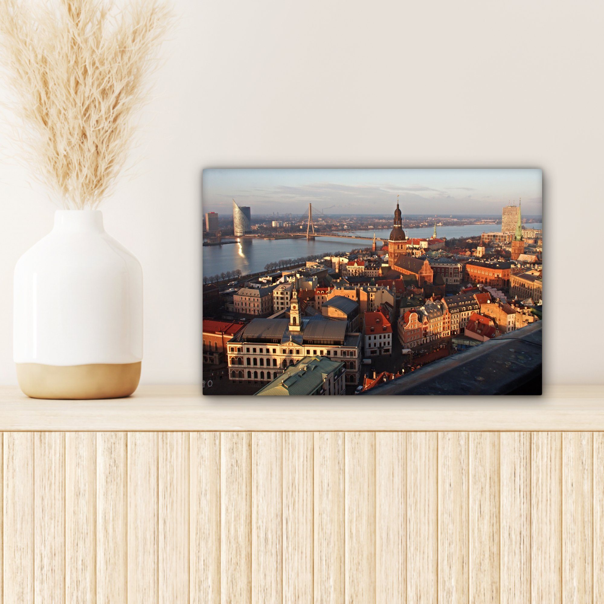 OneMillionCanvasses® Leinwandbild Altstadt von Leinwandbilder, Aufhängefertig, Riga Fotodruck, (1 St), 30x20 Wandbild Wanddeko, cm
