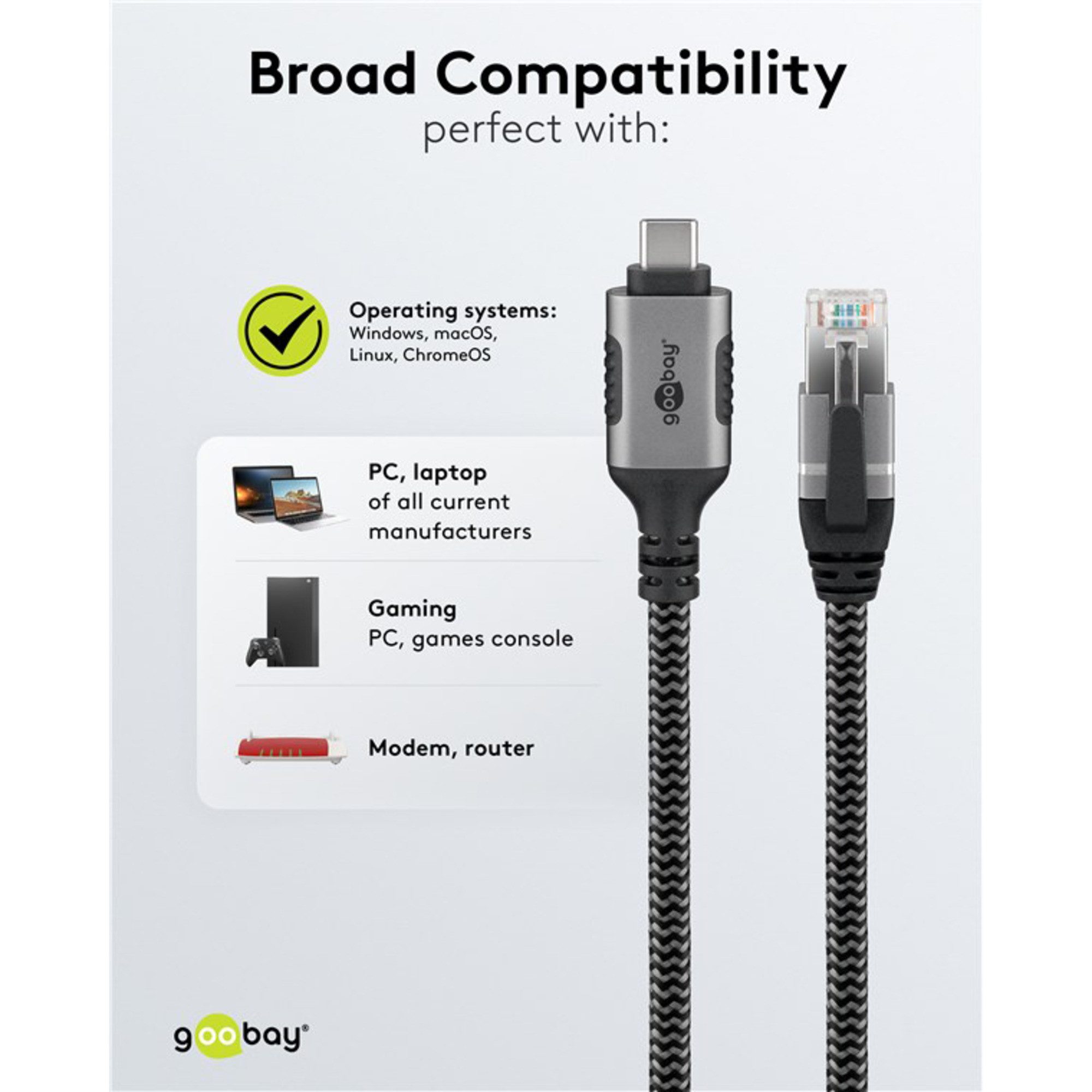 Goobay goobay Ethernet-Kabel USB-C 3.2 Gen2 Stecker > Computer-Kabel