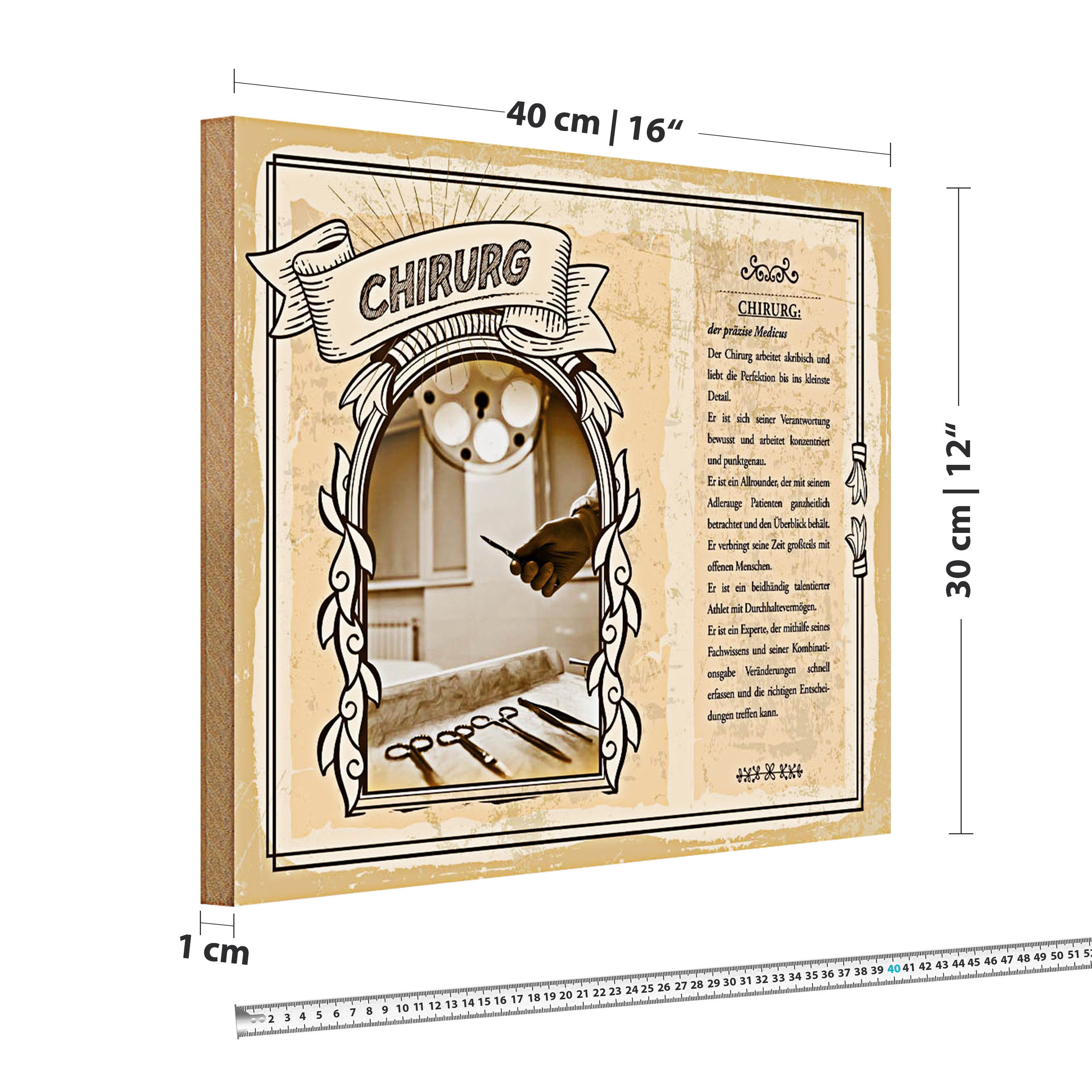 Roomando Holzbild Berufe 40x30cm Chirurg präzis Medicus Perfektion