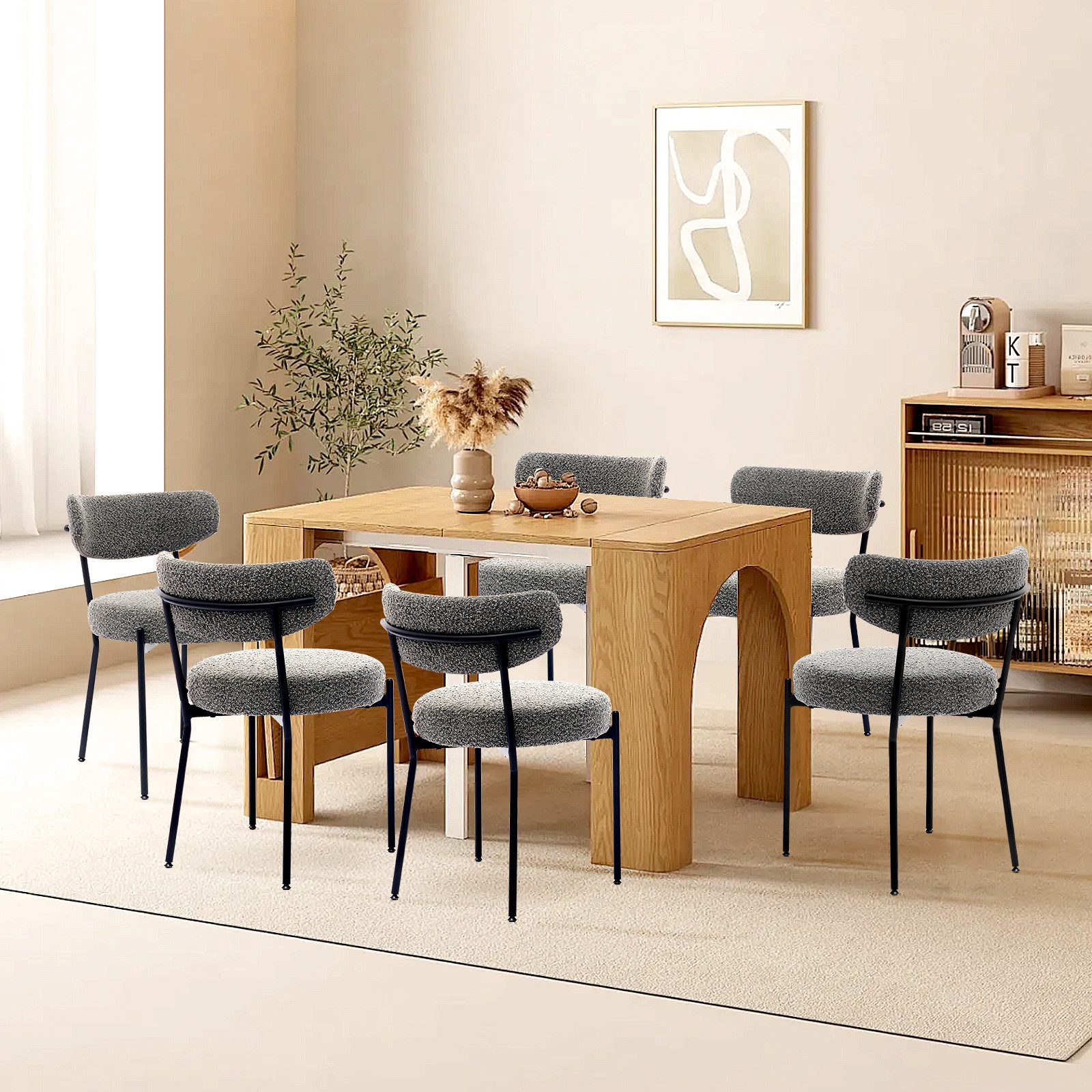 GarveeMore Esszimmerstuhl Stapelbar Polsterstühle,Küchenstühle mit Unabhängige Rückenlehne (2 St), Kleine Runde Metallseitenstühle für Esszimmer, Restaurant,Sch – Bild 2 von 4
