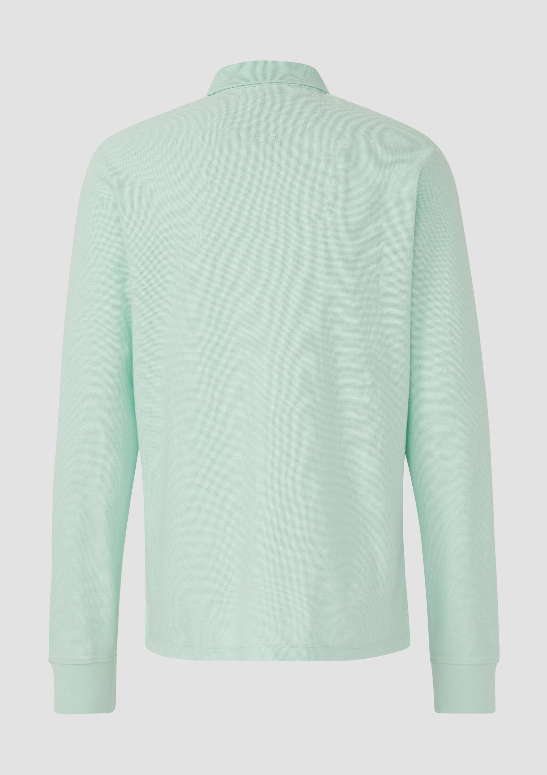 s.Oliver Langarmshirt Polo-Shirt Langarm-Poloshirt mit Waffelstruktur und Logo-Patch – Bild 3 von 5