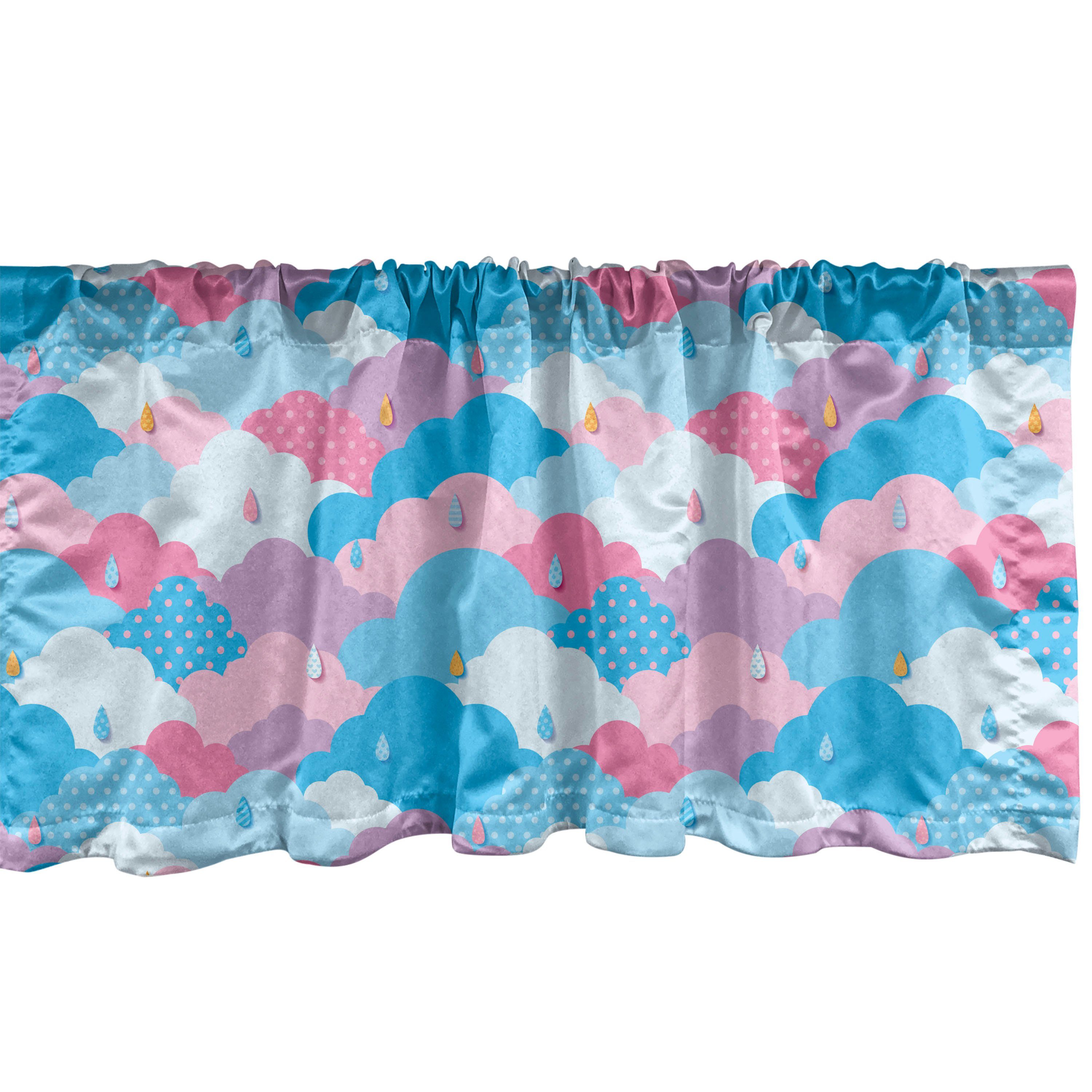 Abstrakt Abakuhaus, Schlafzimmer Volant Stil Scheibengardine für Microfaser, mit Stangentasche, Kindisch Regen-Wolken Küche Dekor Vorhang