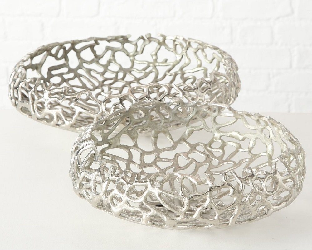 BOLTZE GRUPPE GmbH Dekoschale Dekoschale Fidan Ø33/40 cm H11/13 cm Aluminium Silber 2 er Set