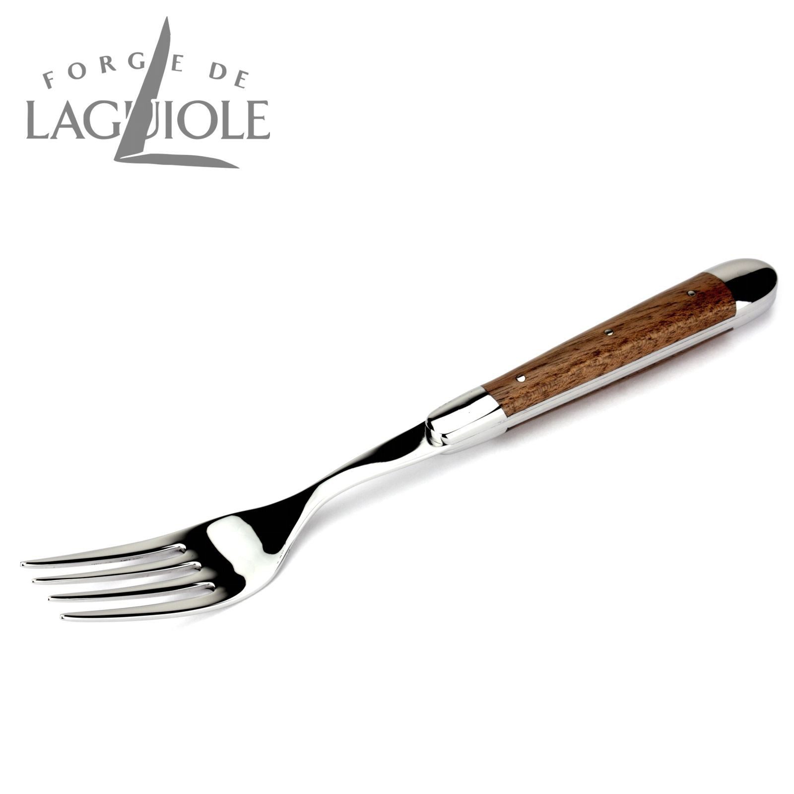 Forge de Laguiole Steakbesteck FE2 2M IN NO BRI, 2 Gabeln - Griff Nussbaum - Stahl glänzend