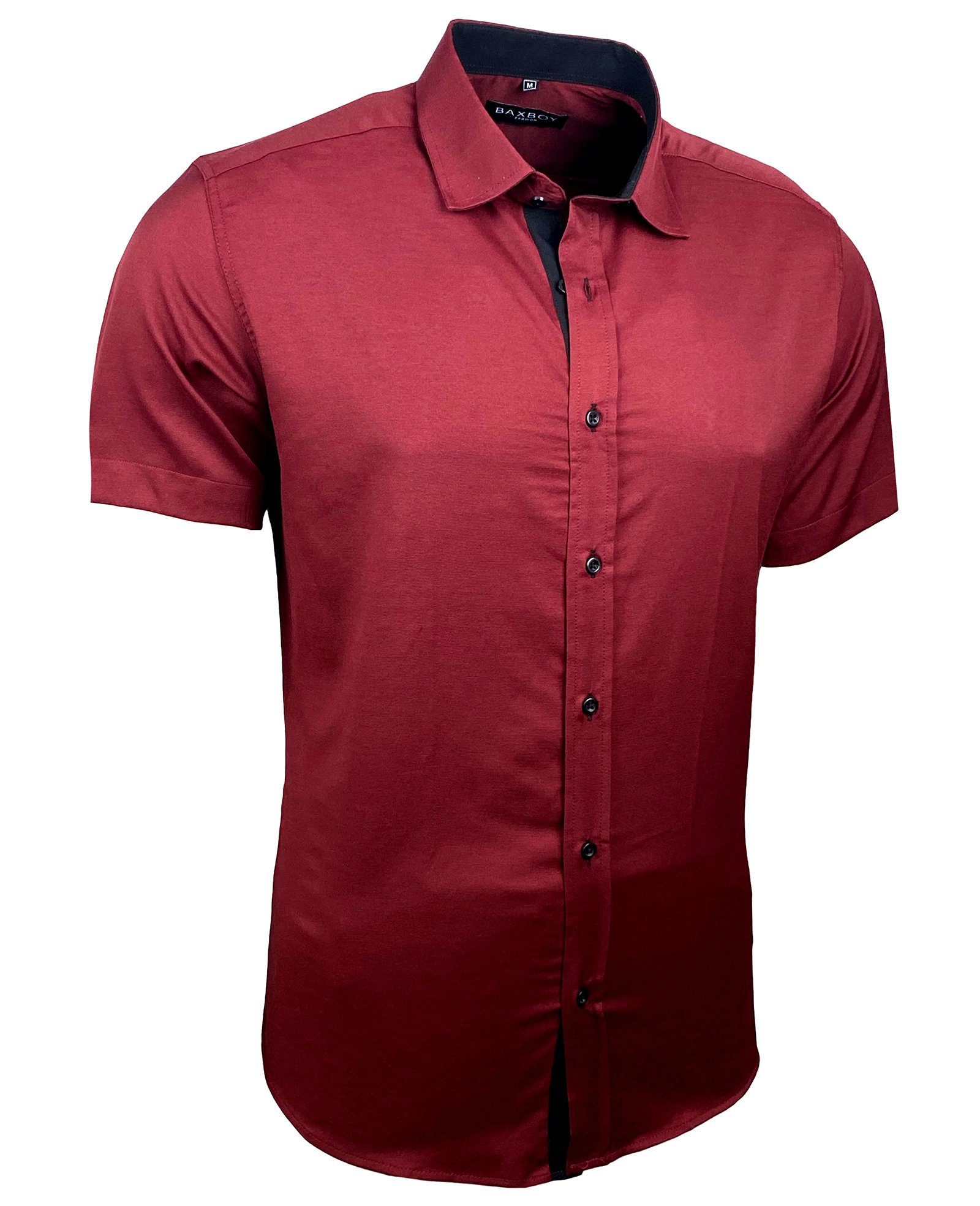 Baxboy Langarmhemd Kurzarmhemd Herren Hemd Bügelleichtes Slim Fit Kentkragen Uni B-455