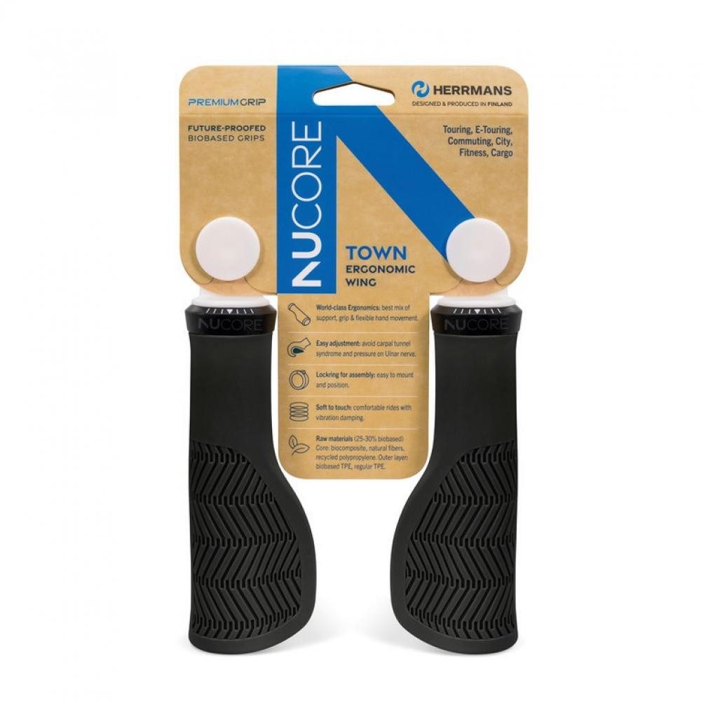 Herrmanns Fahrradlenker Lenkergriffe Herrmans Nucore Town Wave schwarz DD48 BL+BR, 130mm, Ø 22