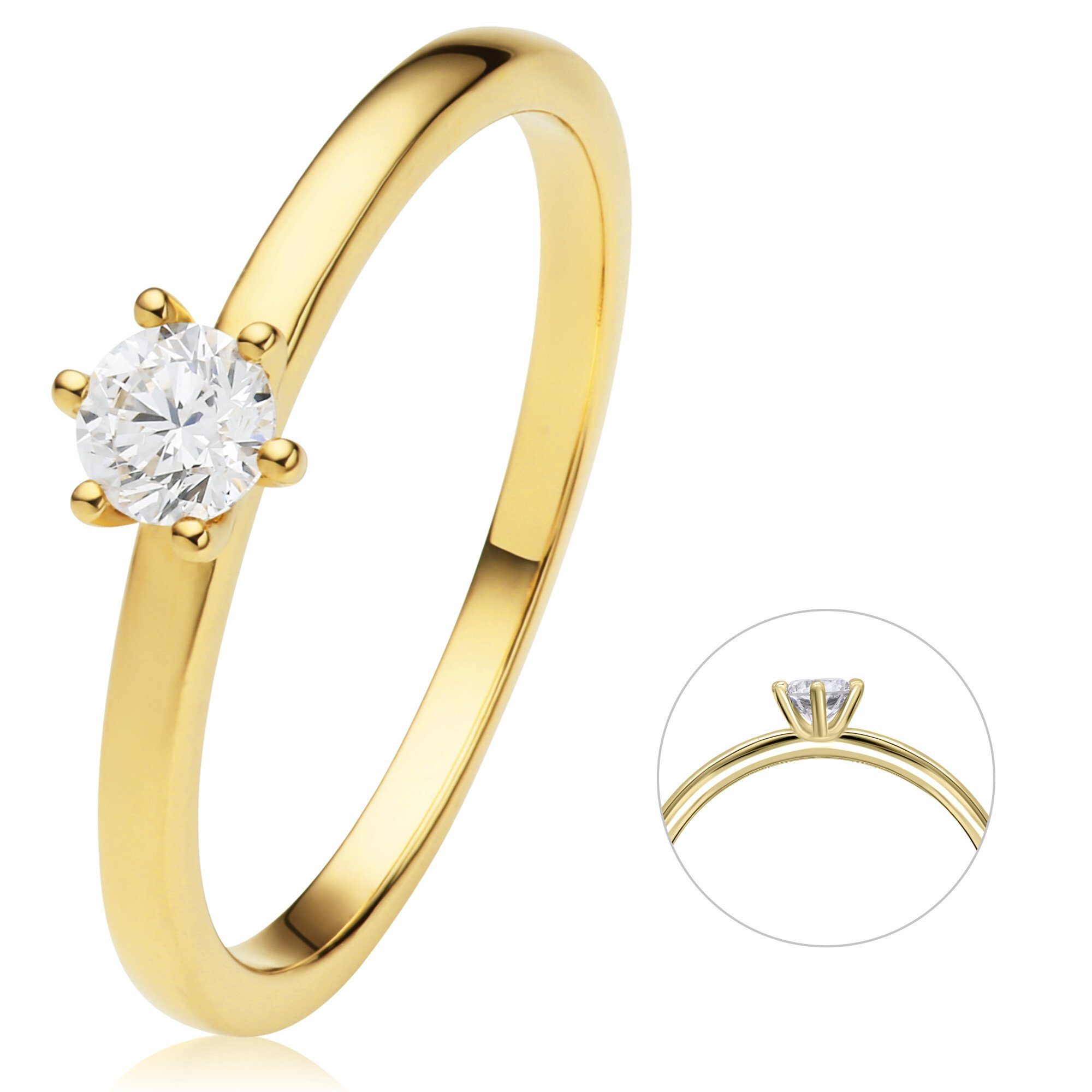 ONE ELEMENT Diamantring 0.25 ct Diamant Brillant Ring aus 585 Gelbgold, Damen Gold Schmuck