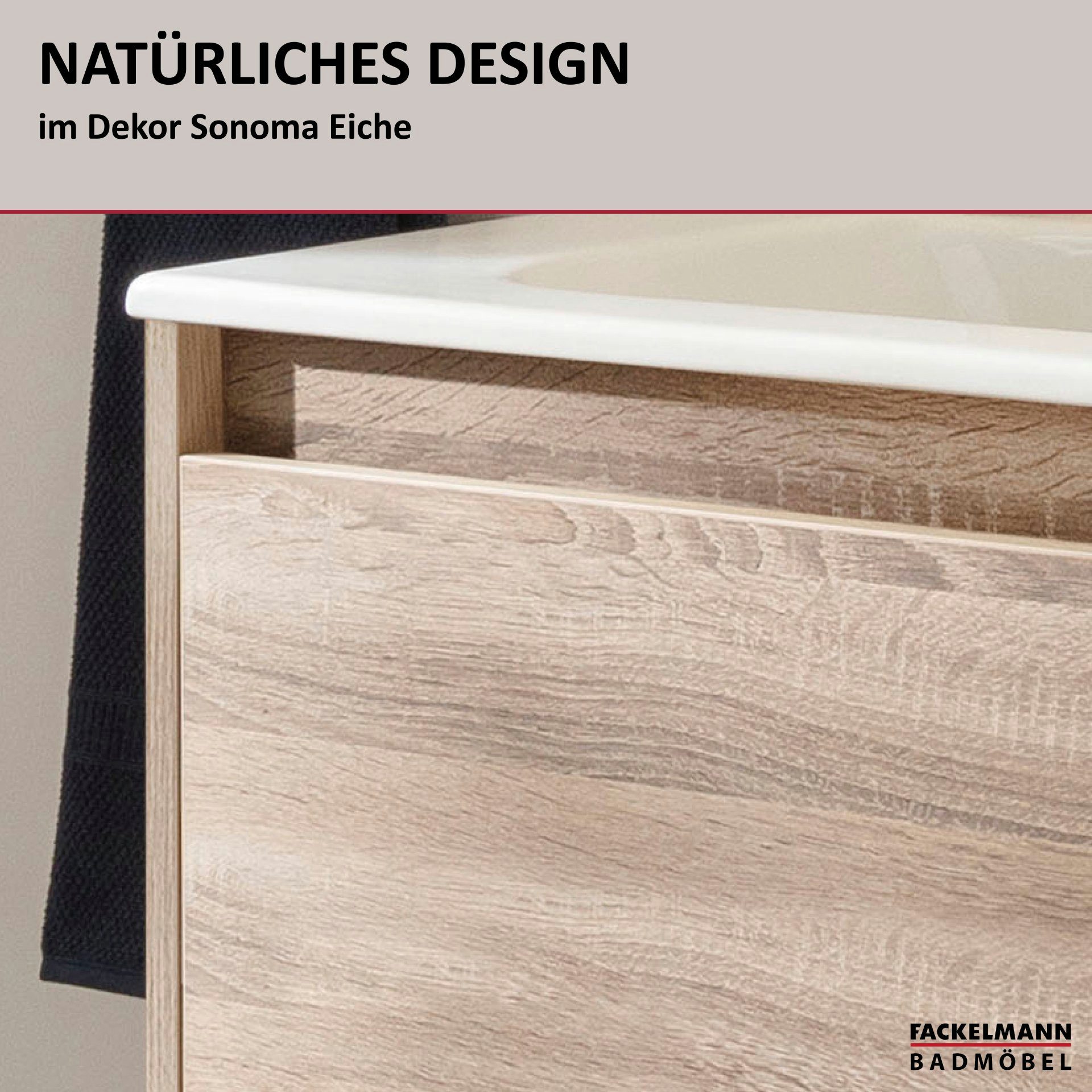 FACKELMANN Badmöbel-Set modern, Badezimmerschrank mit Spiegel, Stauraumwunder