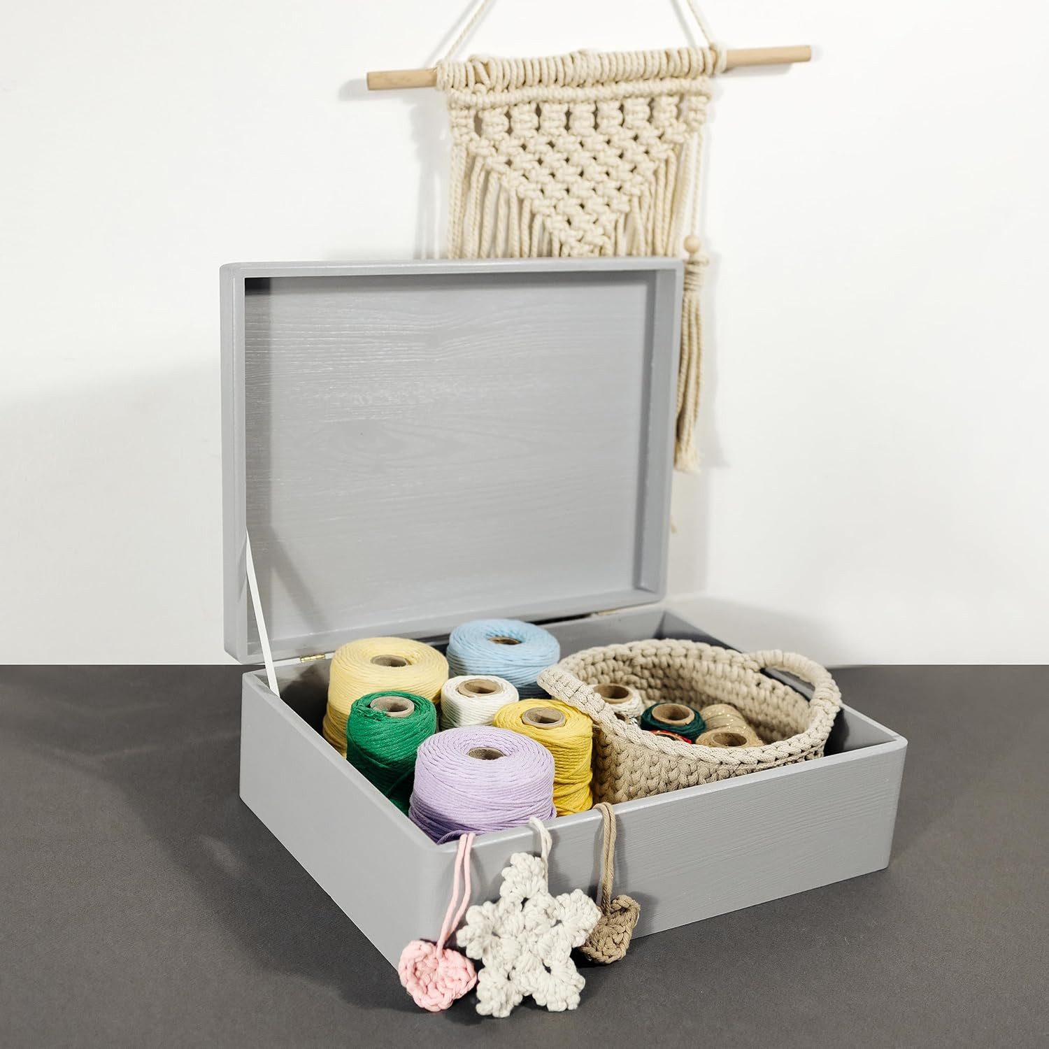 Creative Deco Holzkiste XL Große Holzkiste mit Deckel, 40x30x14 cm, Erinnerungsbox Baby, abgerundete Kanten