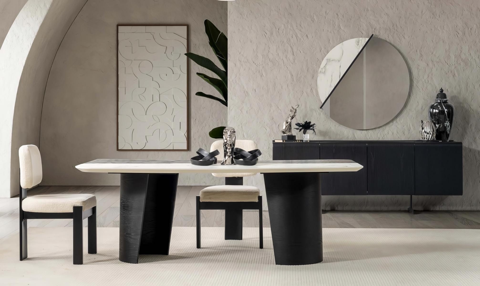 JVmoebel Sideboard Sideboard Set Wandspiegel Modern Schwarz Edel Luxus Design (2 St., 2-tlg)