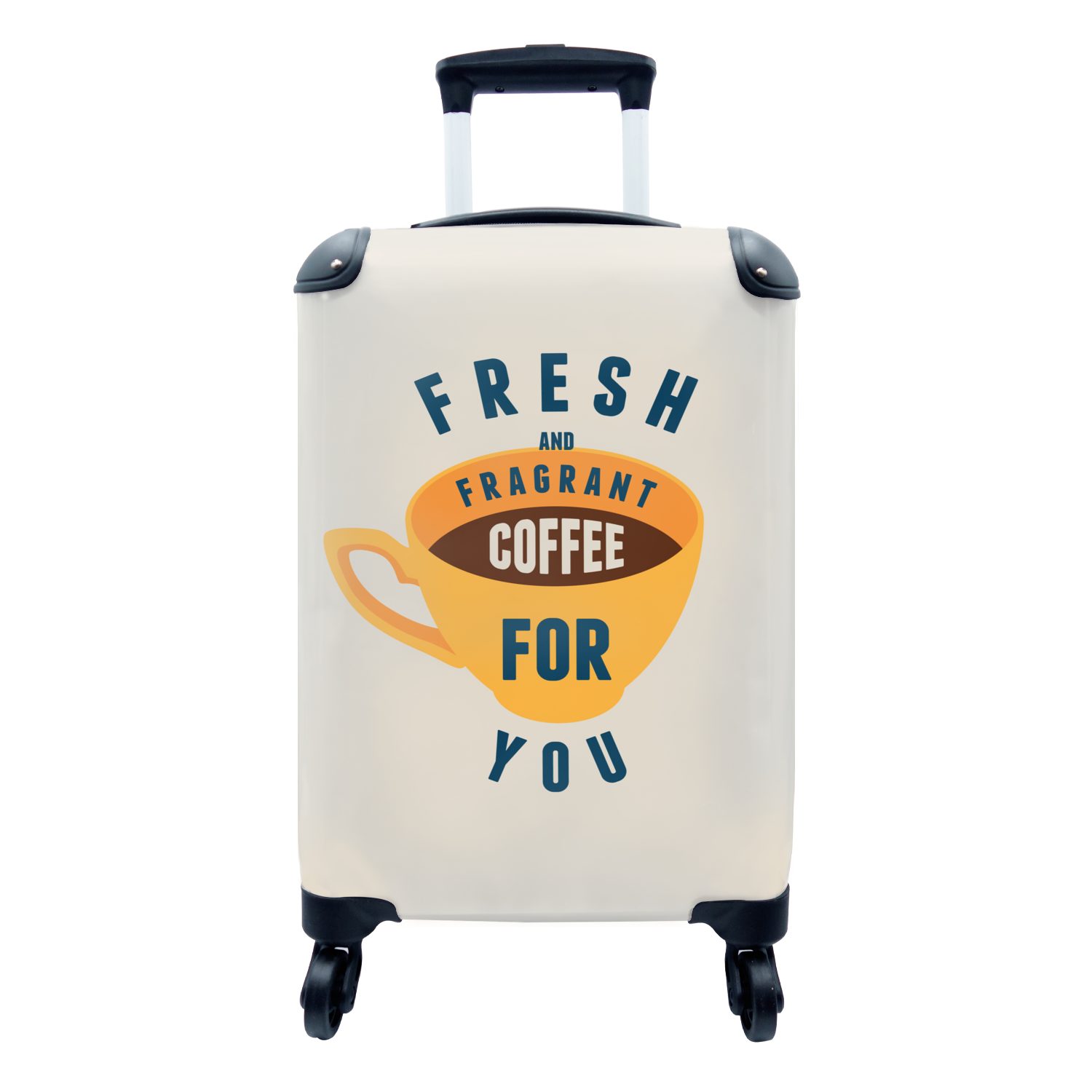 MuchoWow Handgepäckkoffer Vintage - Kaffee - Zitate - Sprüche - Frischer und duftender Kaffee, 4 Rollen, Reisetasche mit rollen, Handgepäck für Ferien, Trolley, Reisekoffer