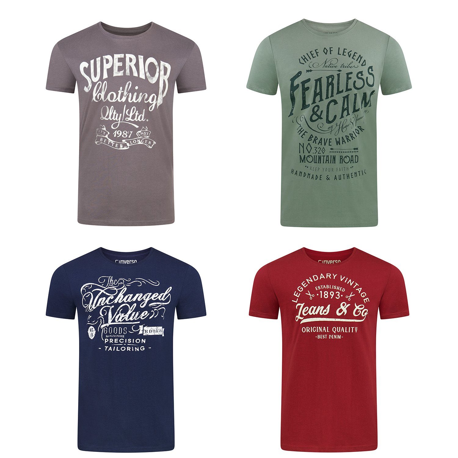 riverso T-Shirt Herren Printshirt RIVLeon Regular Fit (4-tlg) Kurzarm Tee S günstig online kaufen