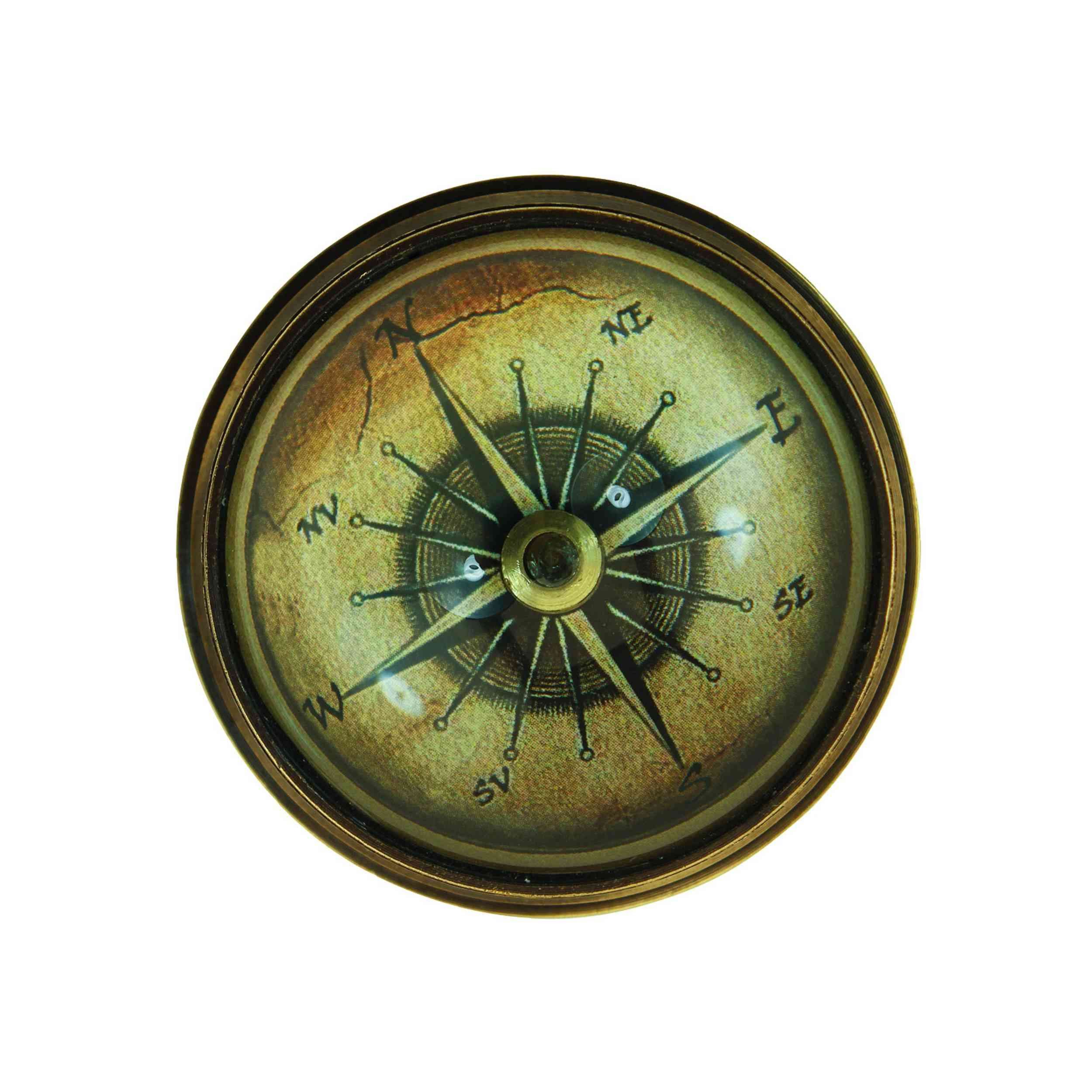 Dekofigur Domglas-Kompass aus antikem Messing, 6x3cm – Vintage Nautische Dekorat