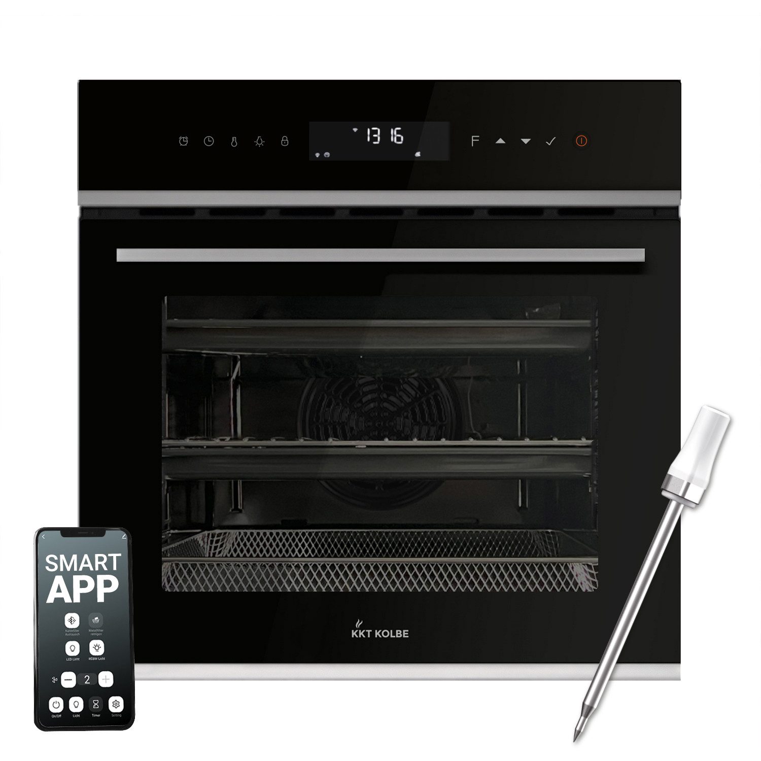 KKT KOLBE Einbaubackofen Backofen mit Bratenthermometer EB8319PHC, Pyrolyse, 60cm / Einbaubackofen / Elektroherd / Backofen / Wlan