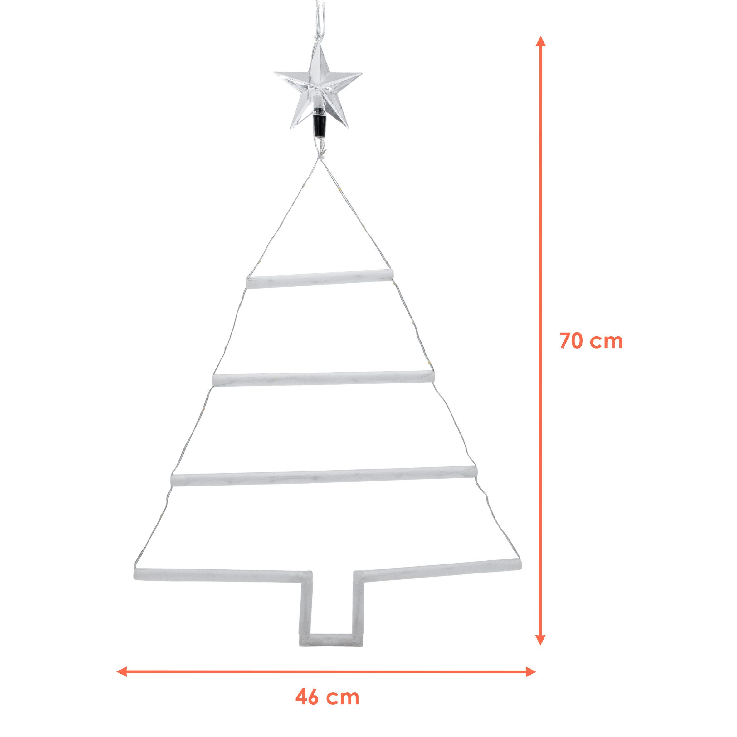 Spetebo LED Fensterbild Weihnachtsbaum 66 LED - 70 x 46 cm, mit 8 Funktionen, LED fest integriert, warm weiß, mit Timer