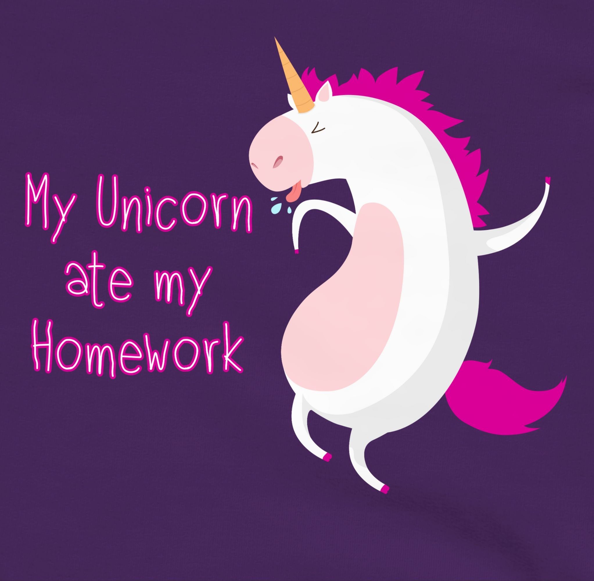 my ate Hoodie Print homework Animal Tiermotiv unicorn Lila 1 Shirtracer My