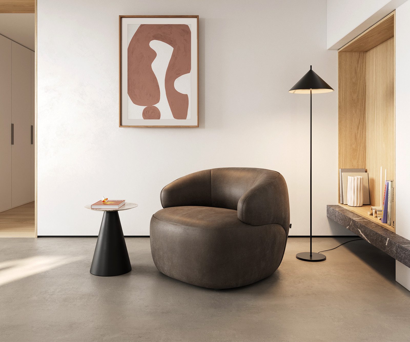 DELIFE Cocktailsessel Nova, Mikrofaser Taupe Vintage 88x88 cm Loungesessel