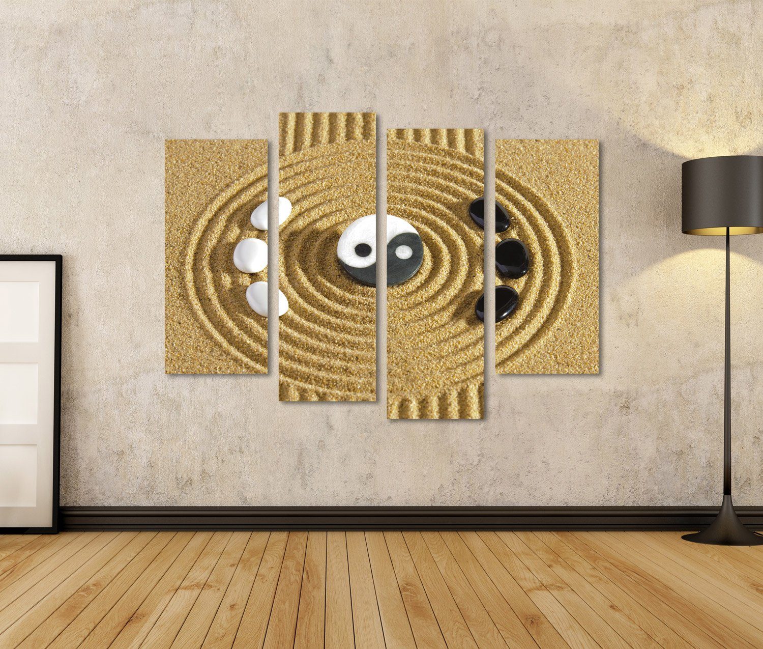 islandburner Leinwandbild Bild auf Leinwand Japan Zen-Garten Japanische Steine Yin Yang Wandbild