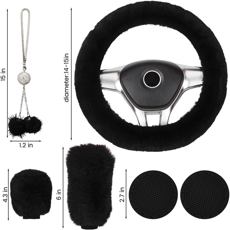 GarveeMore Lenkradbezug Lenkradbezug Lenkradschoner Lenkradhülle Für Auto 6 Stück Plüsch Set