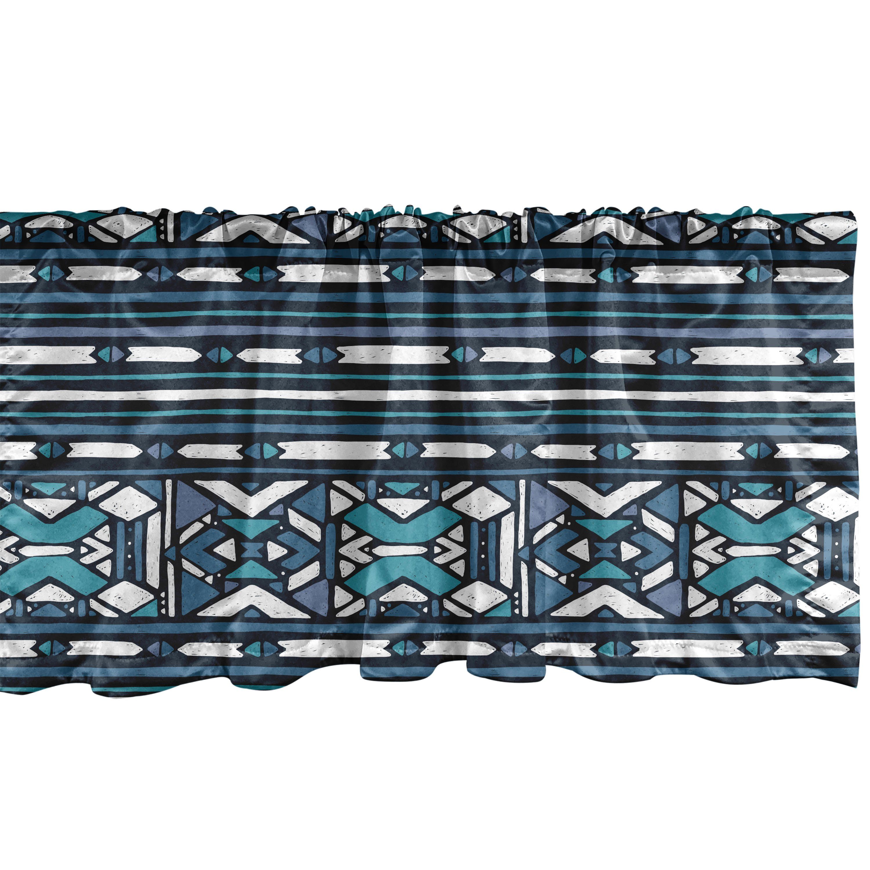 Scheibengardine Vorhang Volant für Küche Schlafzimmer Dekor mit Stangentasche, Abakuhaus, Microfaser, aztekisch Primitive Geometrische Formen