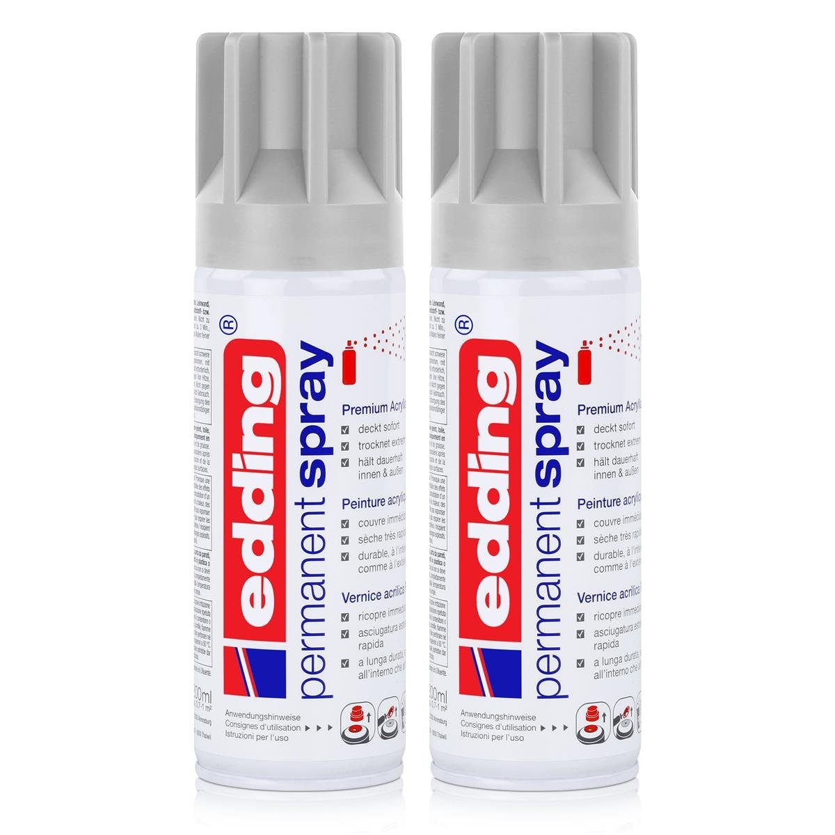 Sprühfarbe edding Permanent Spray lichgrau 200 ml Premium Acryllack, RAL 7035 (2e