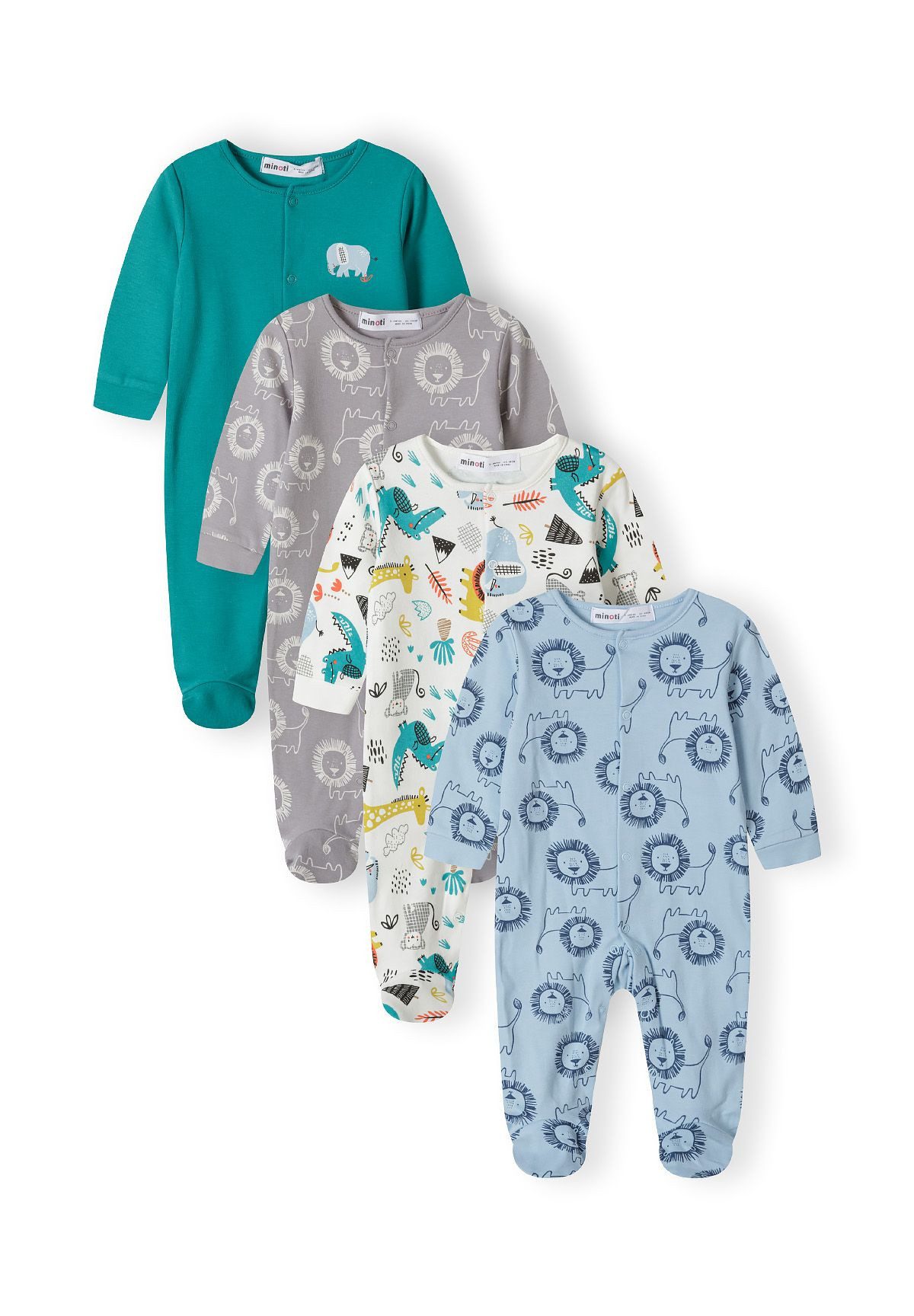 Schlafoverall Strampler mit Reißfverschluss im 4-er Pack (0-24m)
