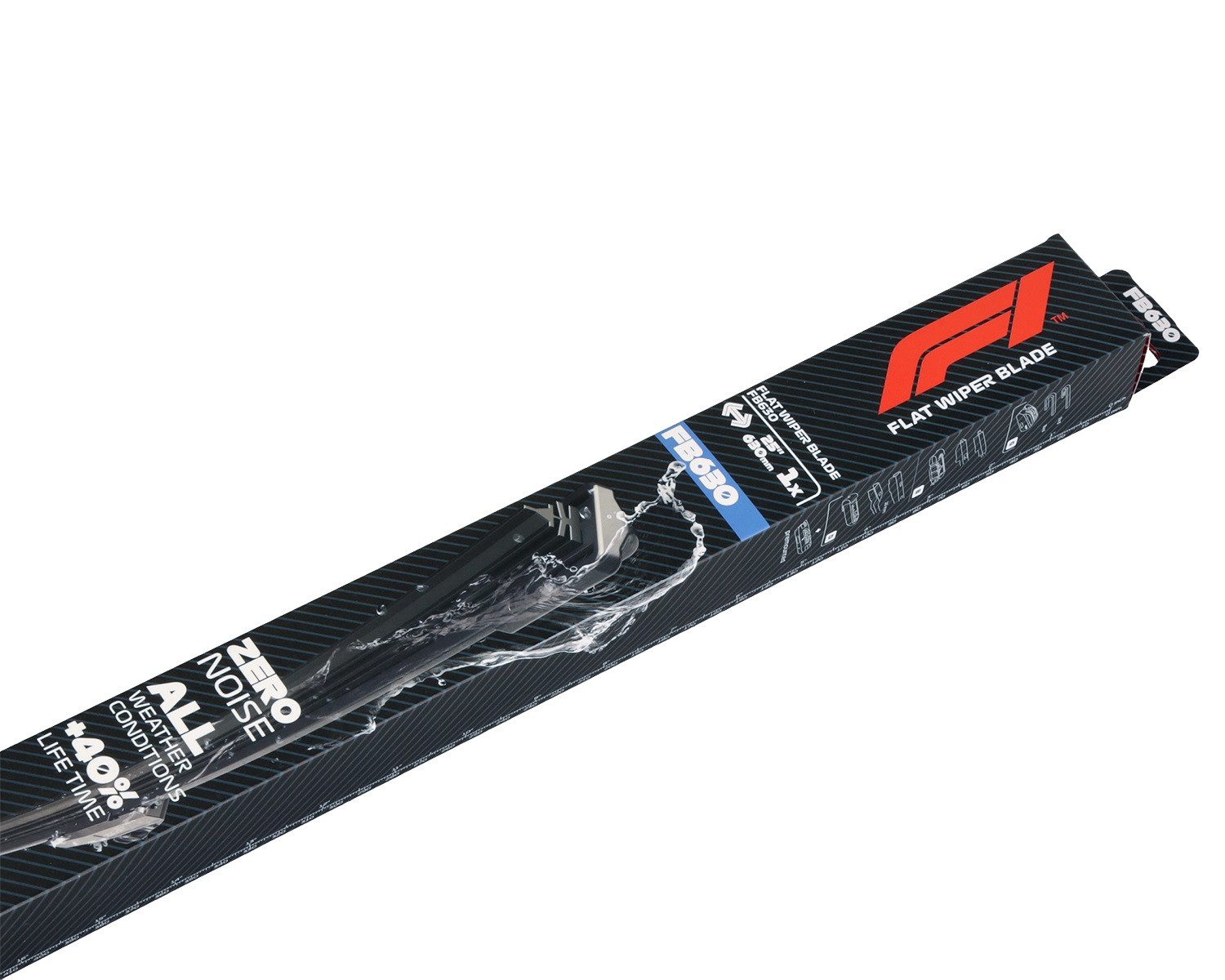 Formula 1 Scheibenwischblätter F1 FB630 Wischerblatt 630mm Scheibenwischer, vorne, (Packung), 25" Flachbalkenwischer Spoiler Multi Adapter-System Fahrer Beifahrer