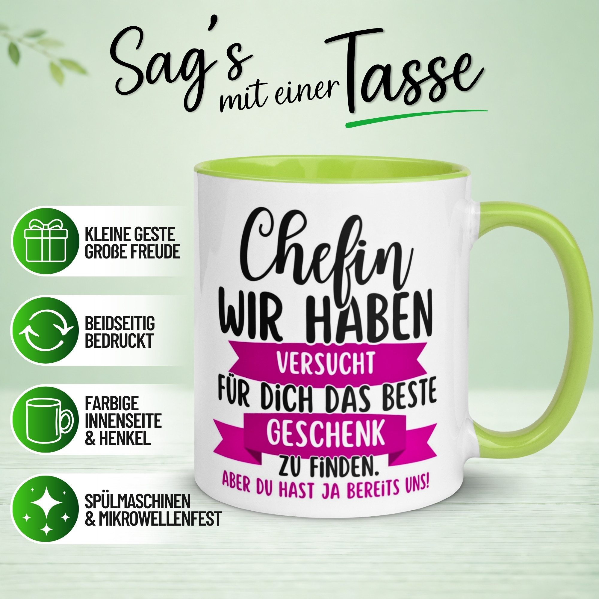 Momentals Tasse Chefin – „Wir haben es wirklich versucht“ – Geschenk Becher Chefin, Gratis Versand · Links-&Rechtshänder · Spülmaschinenfest