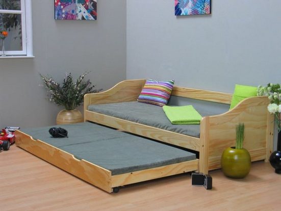 ebuy24 Bett »Einzelbett Laura 90x200 mit Ausziehbett und 2 ...