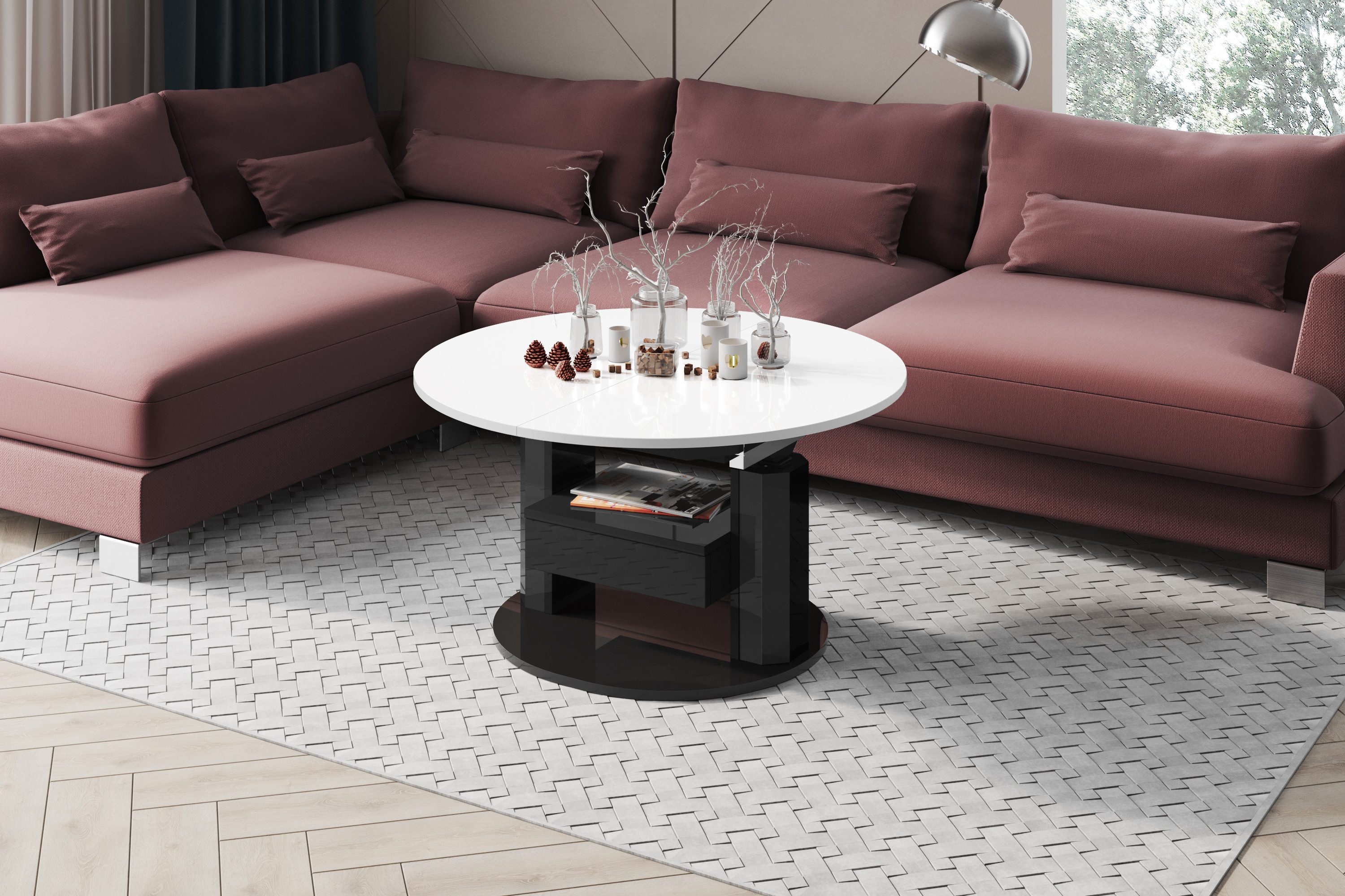 designimpex Couchtisch Design HPM-111 Hochglanz ausziehbar günstig online kaufen