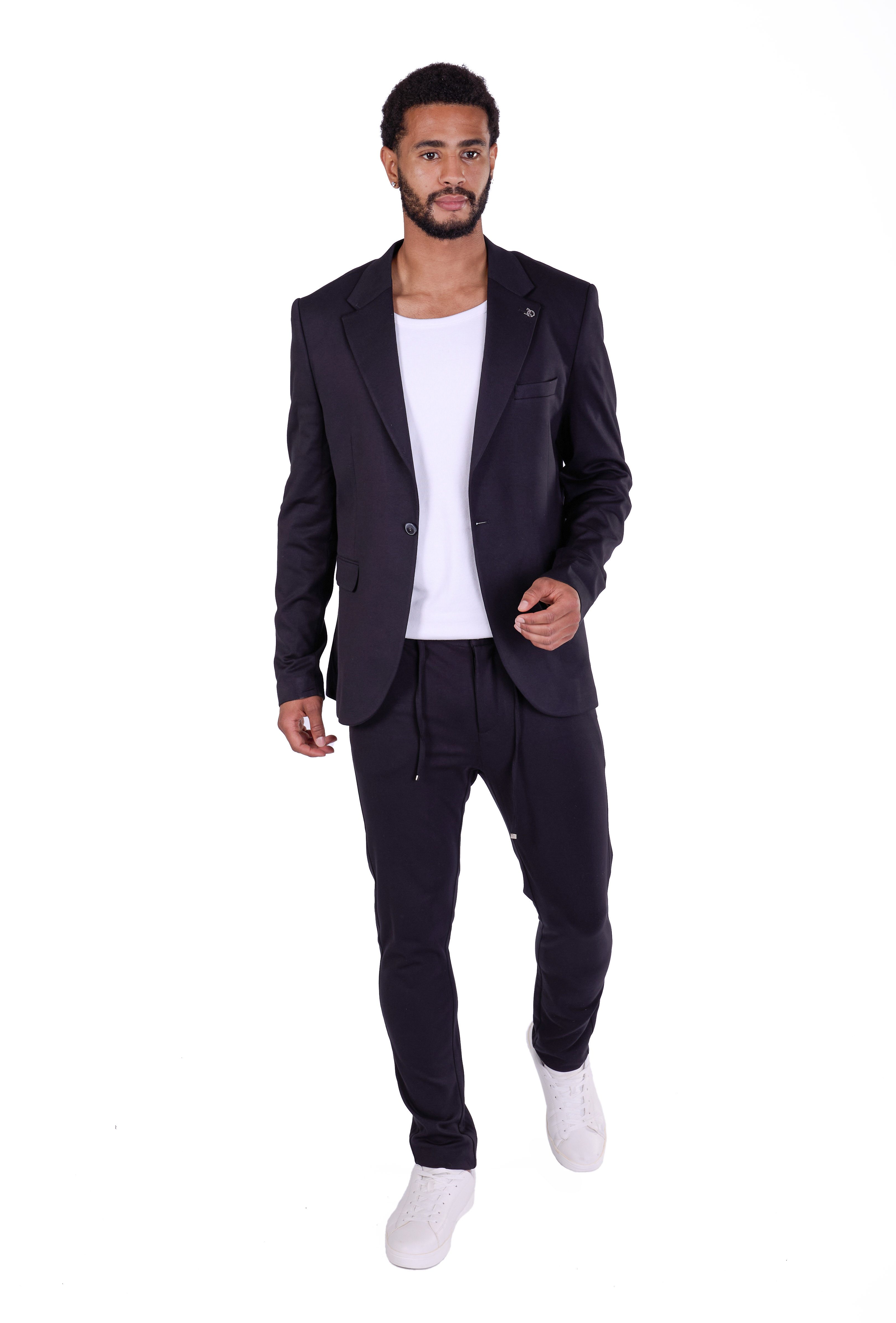 Denim Distriqt Anzug Feiner sportlicher Sommer Jerseyanzug mit stretch Schw günstig online kaufen