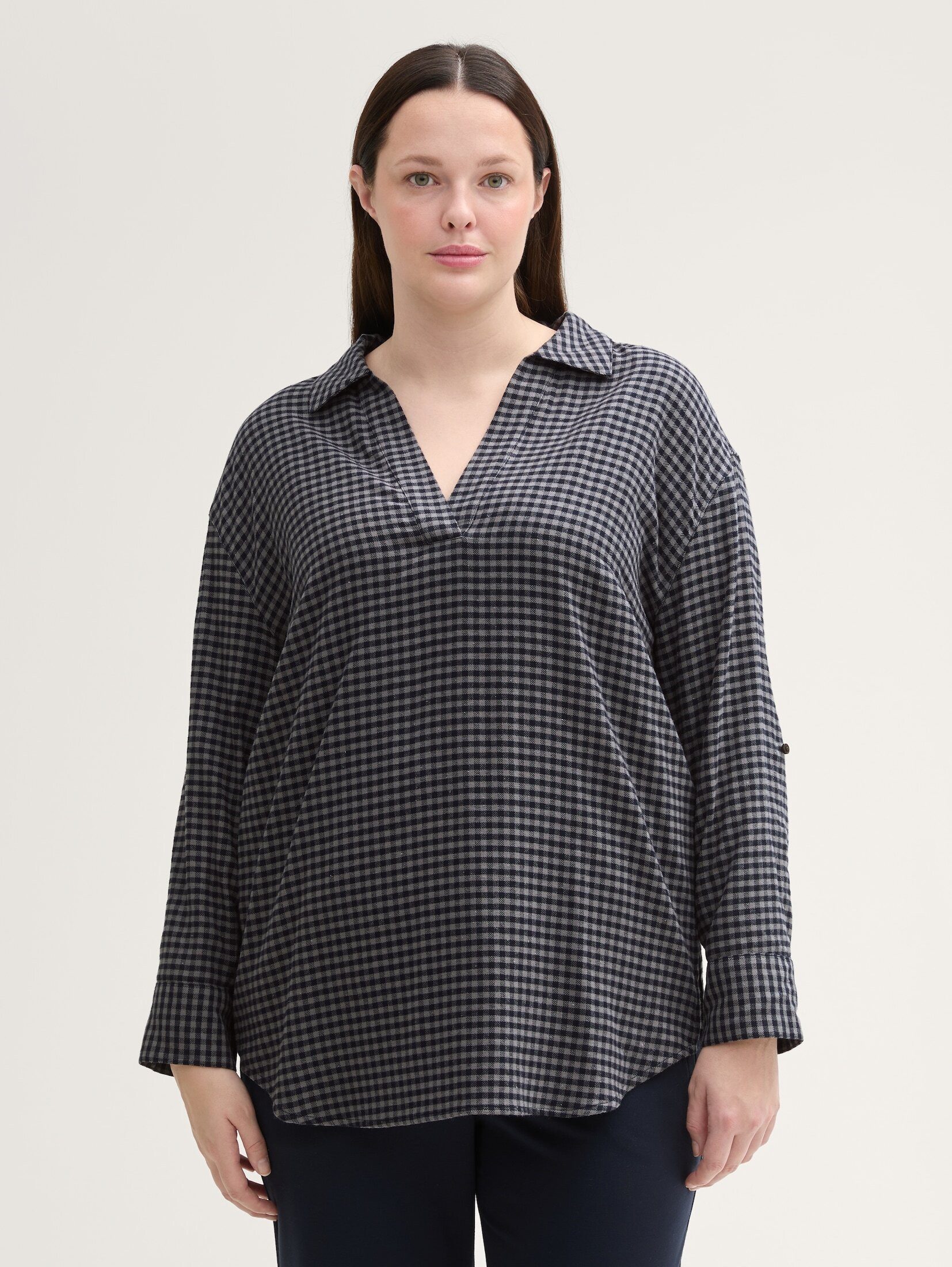 Langarmbluse Plus Size - Flanellbluse mit Karomuster