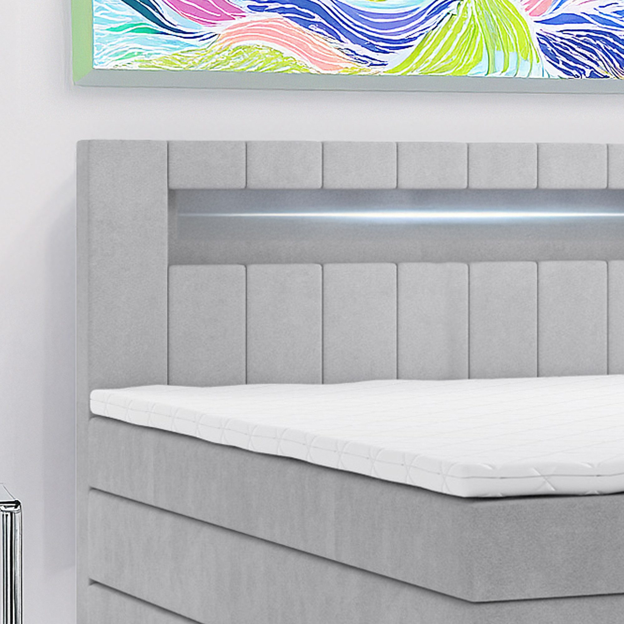 M-Punkt24 Boxspringbett Kuba King (mit Visco Topper Bett Bettkasten Taschenfederkern), inkl. Bettkasten und Topper
