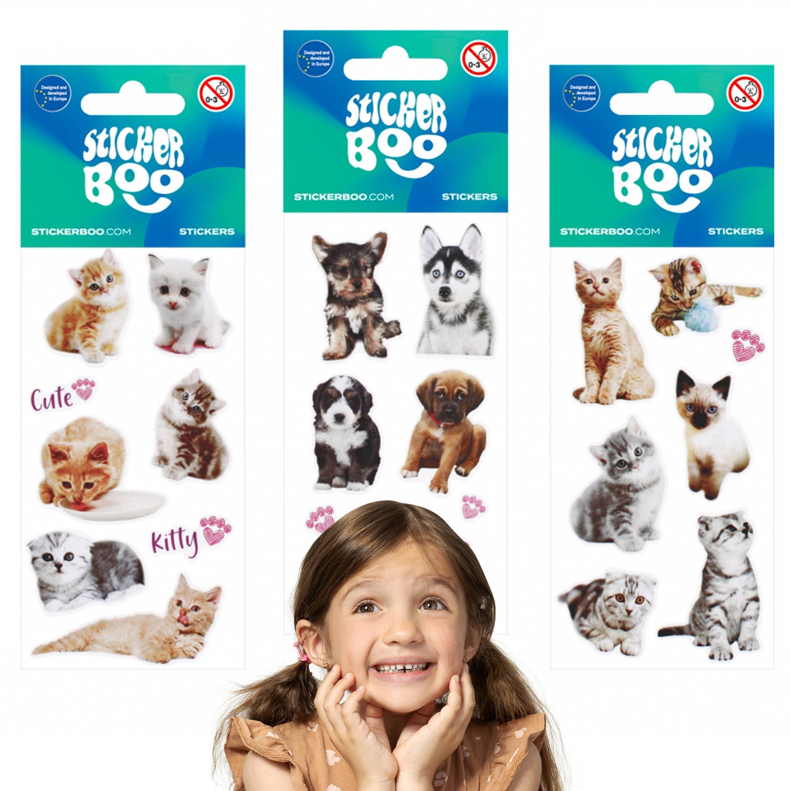 Sarcia.eu Stickerbuch Sticker-Set Katzen und Hunde, bunte Aufkleber für Kinder