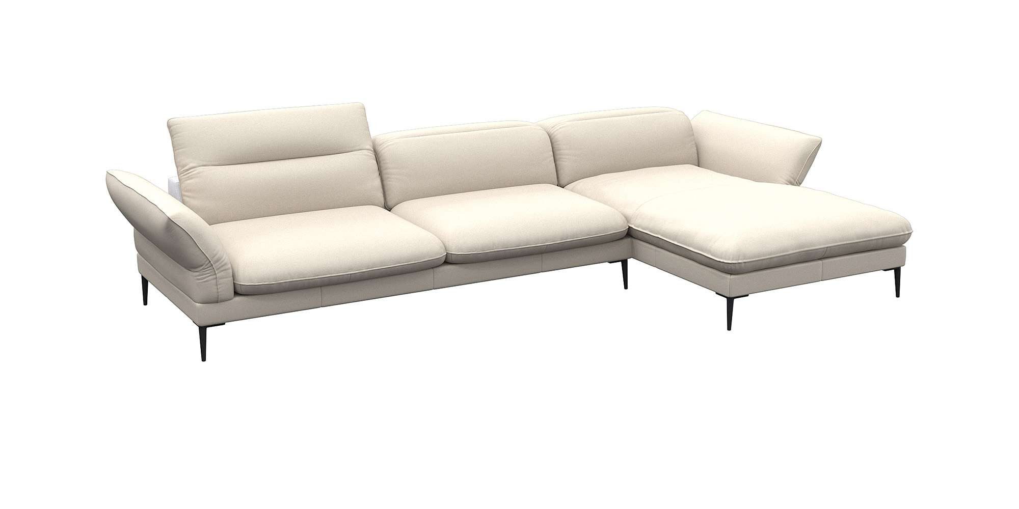 FLEXLUX Ecksofa Salino, Funktionssofa mit Recamiere, Relaxsofa, Ecksofa, Sofa mit Arm- und Kopfteil-Verstellungen, Kaltschaum & Stahl-Wellen