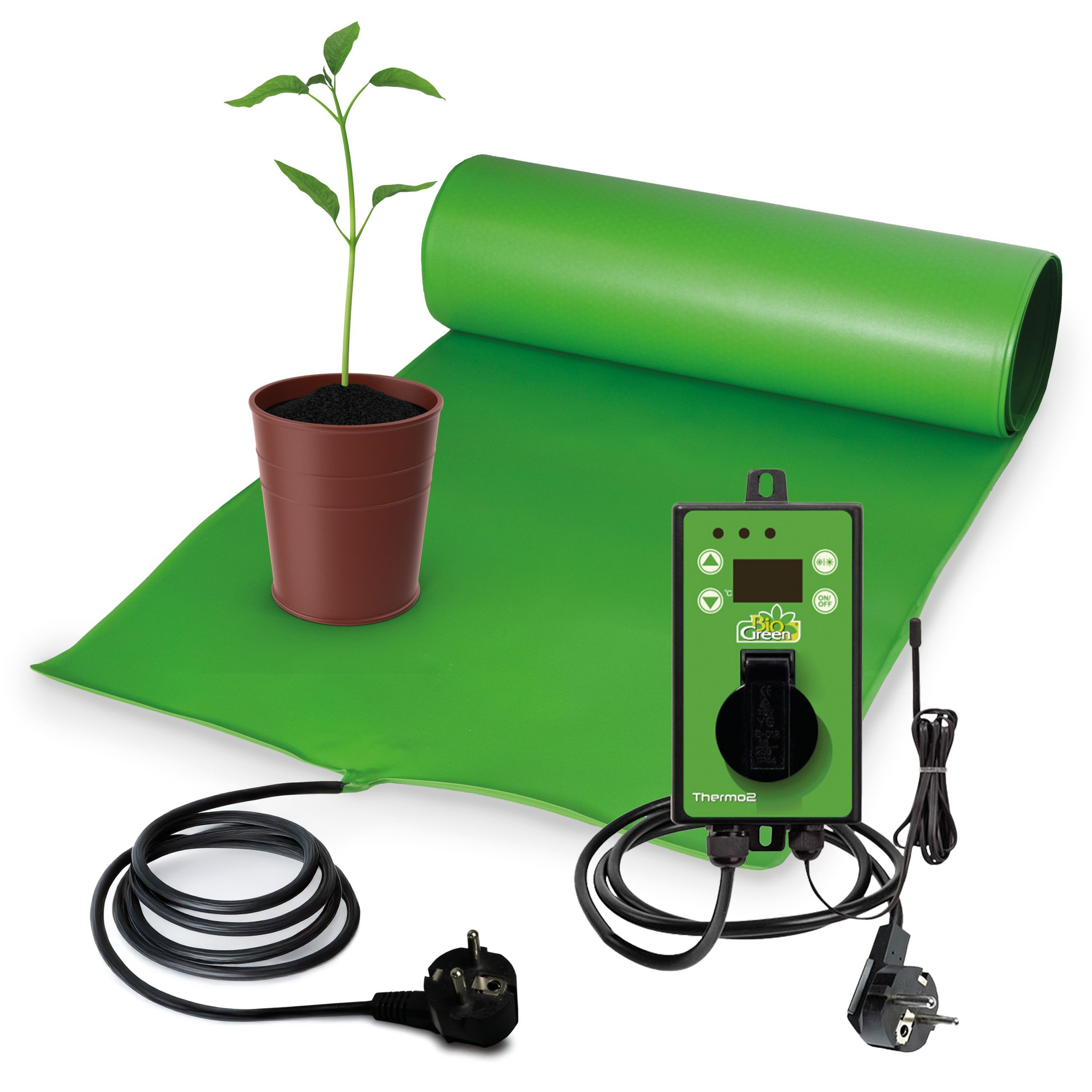 Bio Green Fußbodenheizung-Matte Wärmeplatte inkl. Digital-Thermostat als Anzuchtbooster für Pflanzen, (1-tlg), In 3 Größen erhältlich, Spritzwassergeschützt