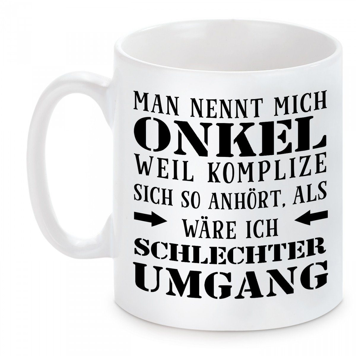 Herzbotschaft Tasse Kaffeebecher mit Motiv Man nennt mich Onkel, Keramik, Kaffeetasse spülmaschinenfest und mikrowellengeeignet
