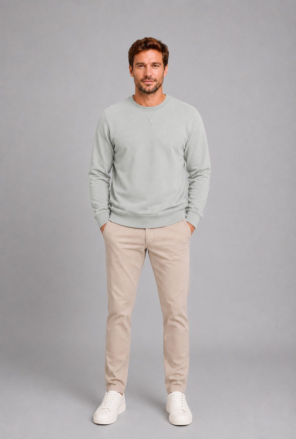 Smith & Solo Sweatshirt Herren, Pullover Baumwolle Loose Fit, Langarm, unifarben