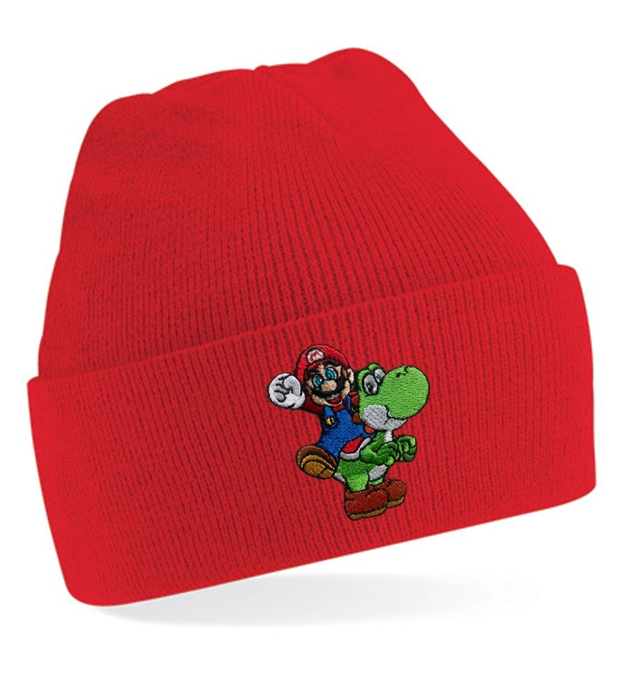 Blondie & Brownie Beanie Unisex Erwachsenen Mütze Yoshi & Mario Luigi Peach Stick Rot