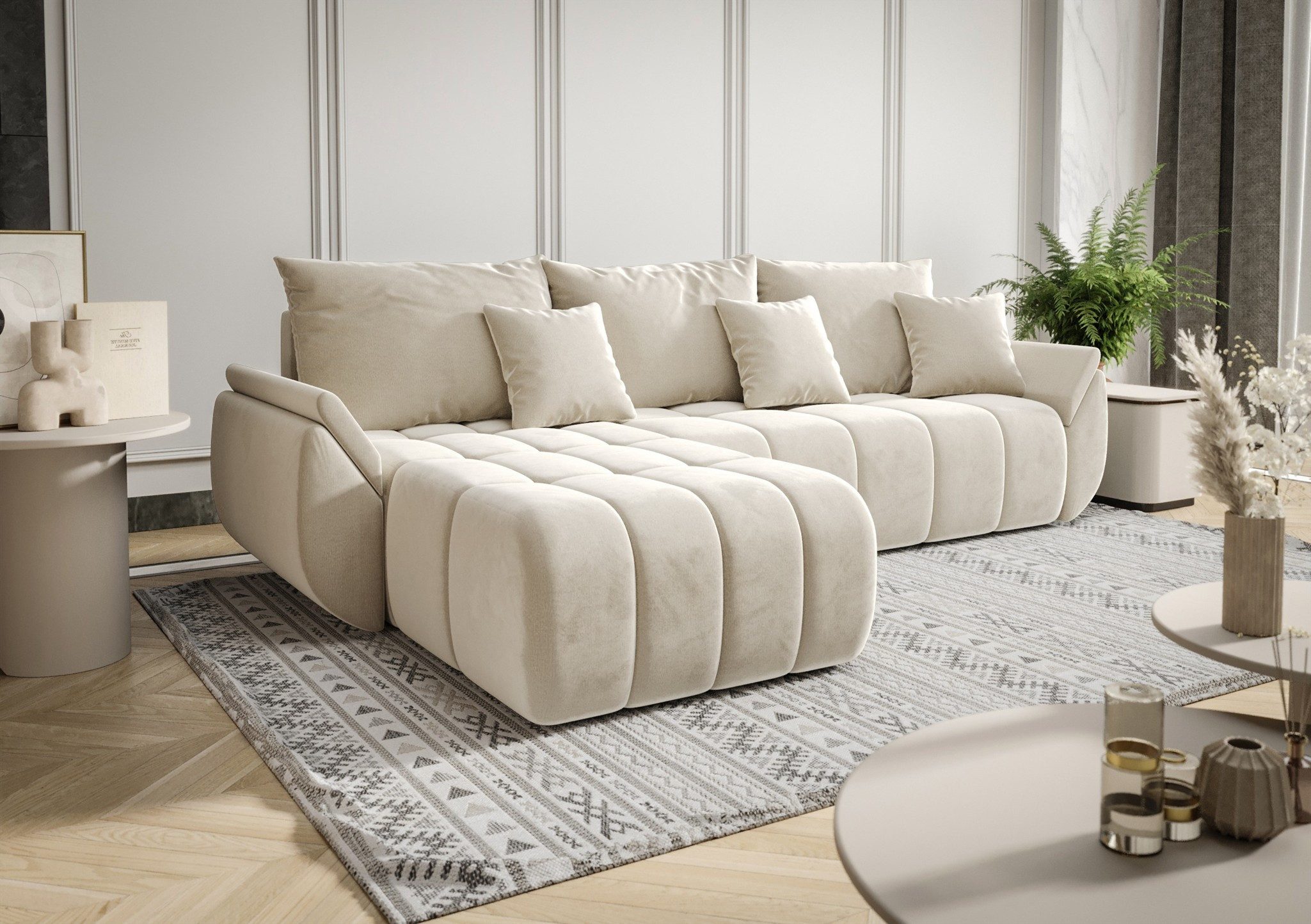 Fun Möbel Ecksofa Schlafsofa Sofa Louise in Stoff Monolith, Ottomane Links günstig online kaufen
