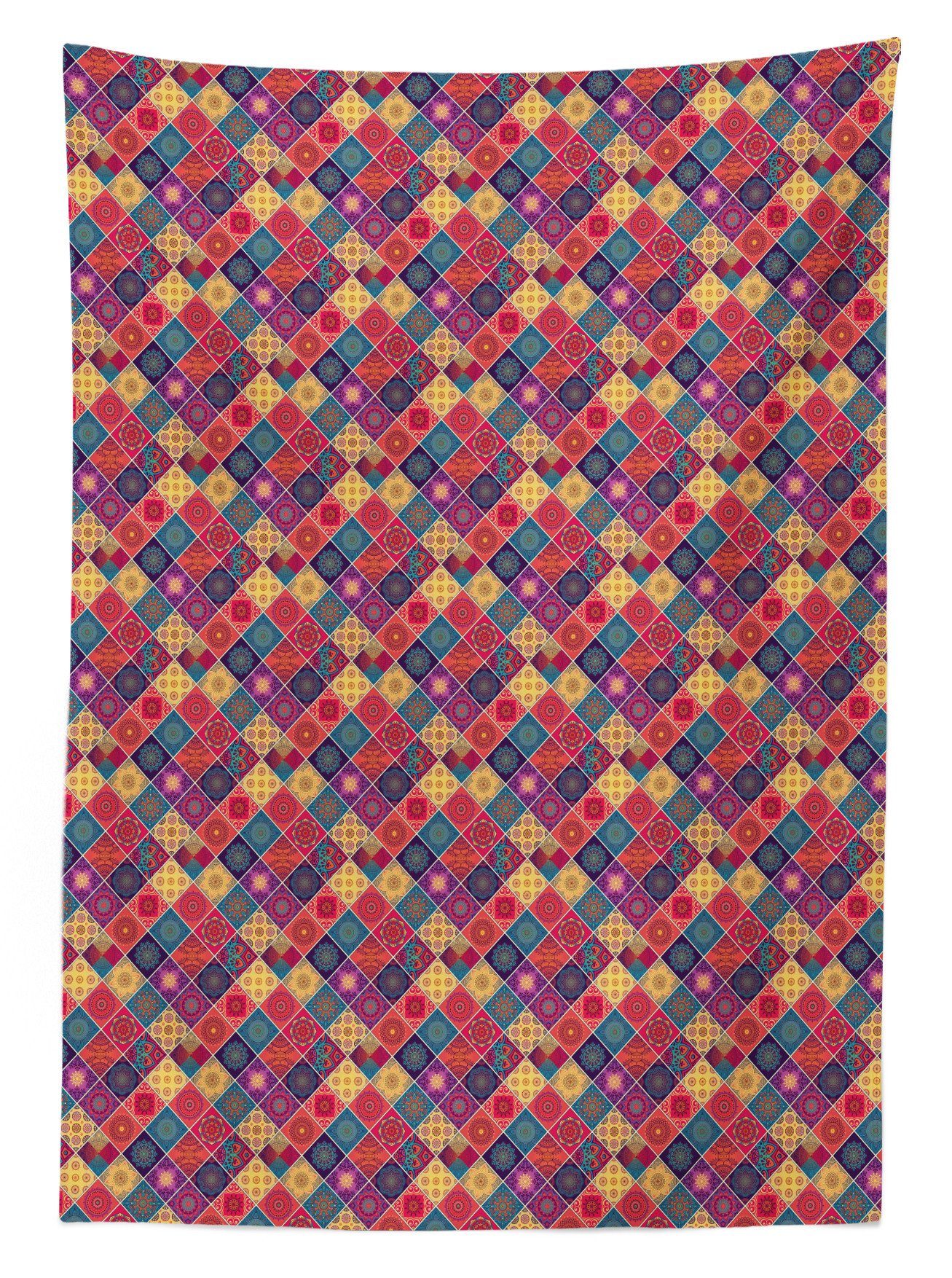 Tischdecke Diamant-Quadrat-Muster Außen Abakuhaus Farbfest Farben, den Mandala Für geeignet Bereich Klare Waschbar