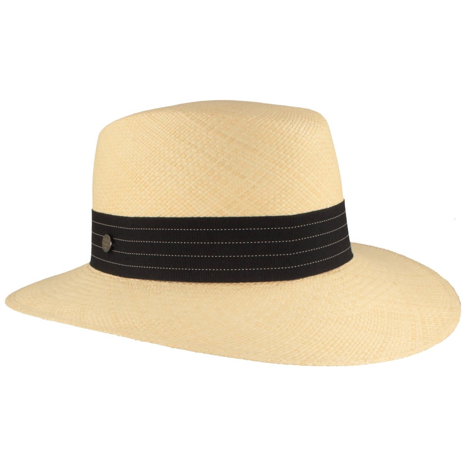 Breiter Strohhut feiner original Panama-Hut mit modischer Schleife hinten UV 50+ natur/ Bd 27