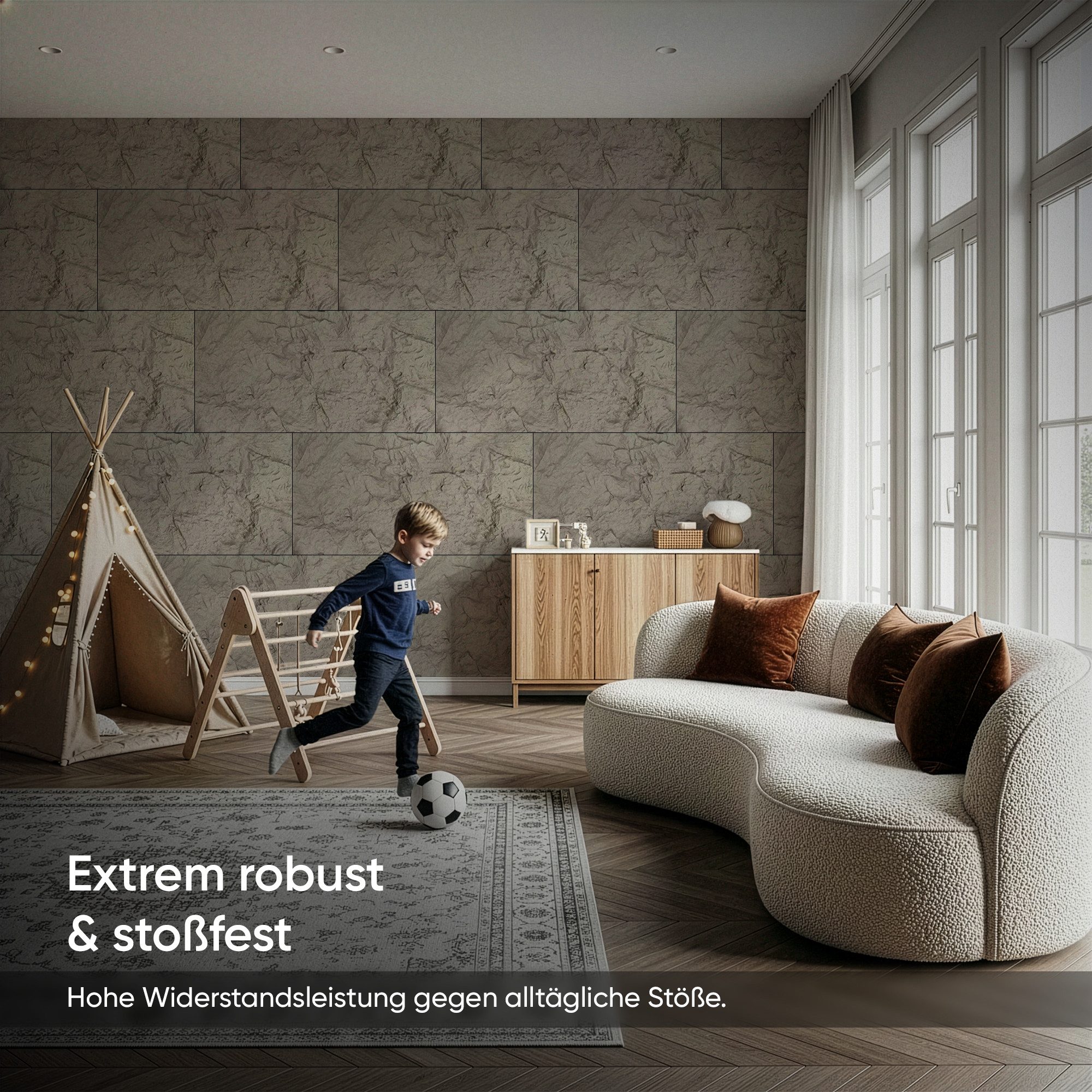 IZODEKOR 3D Wandpaneel PU Steinoptik 60x120 cm, 5 cm dick, Wandverkleidung Innen, BxL: 60x120 cm, 0,72 qm, (0,72 m) 3D Steinoptik, wasserfest, einfache Selbstmo – Bild 3 von 5