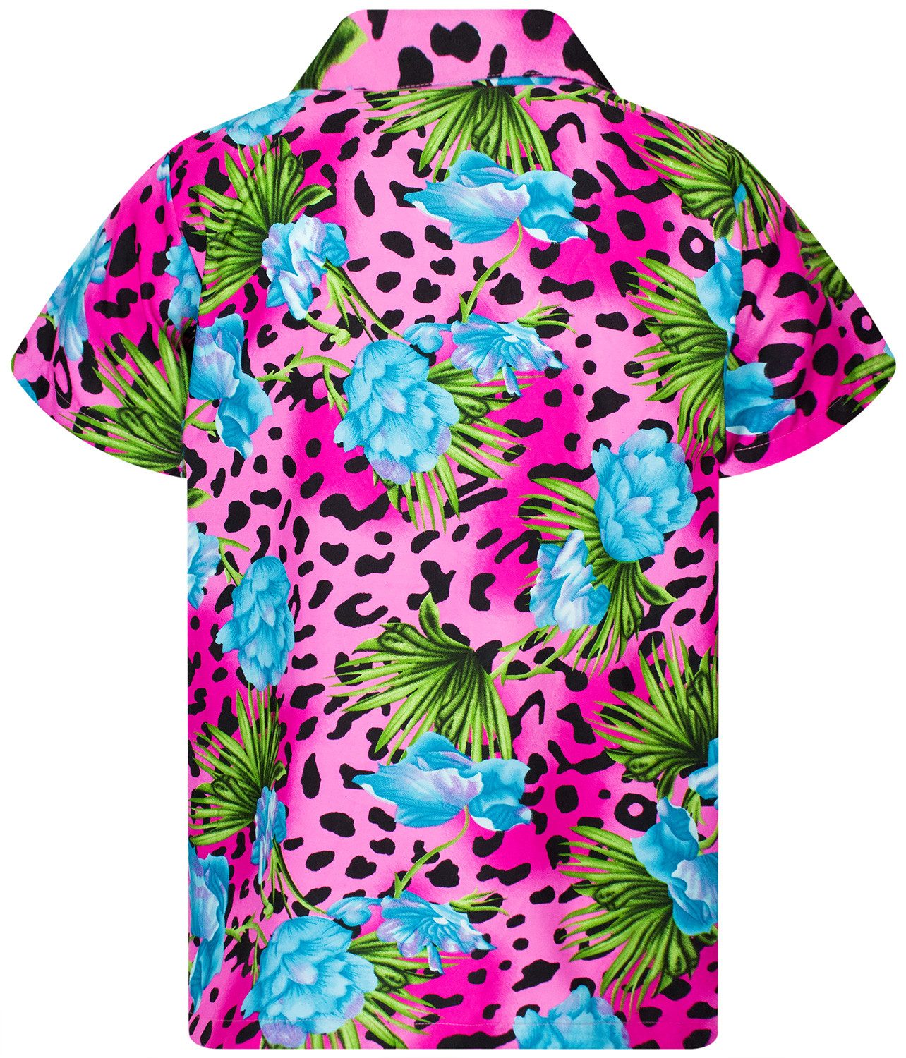 King Kameha Hawaiihemd Leopard Flowers Funky Hawaii-Hemd Herren Kurzarm Front-Tasche Unisex