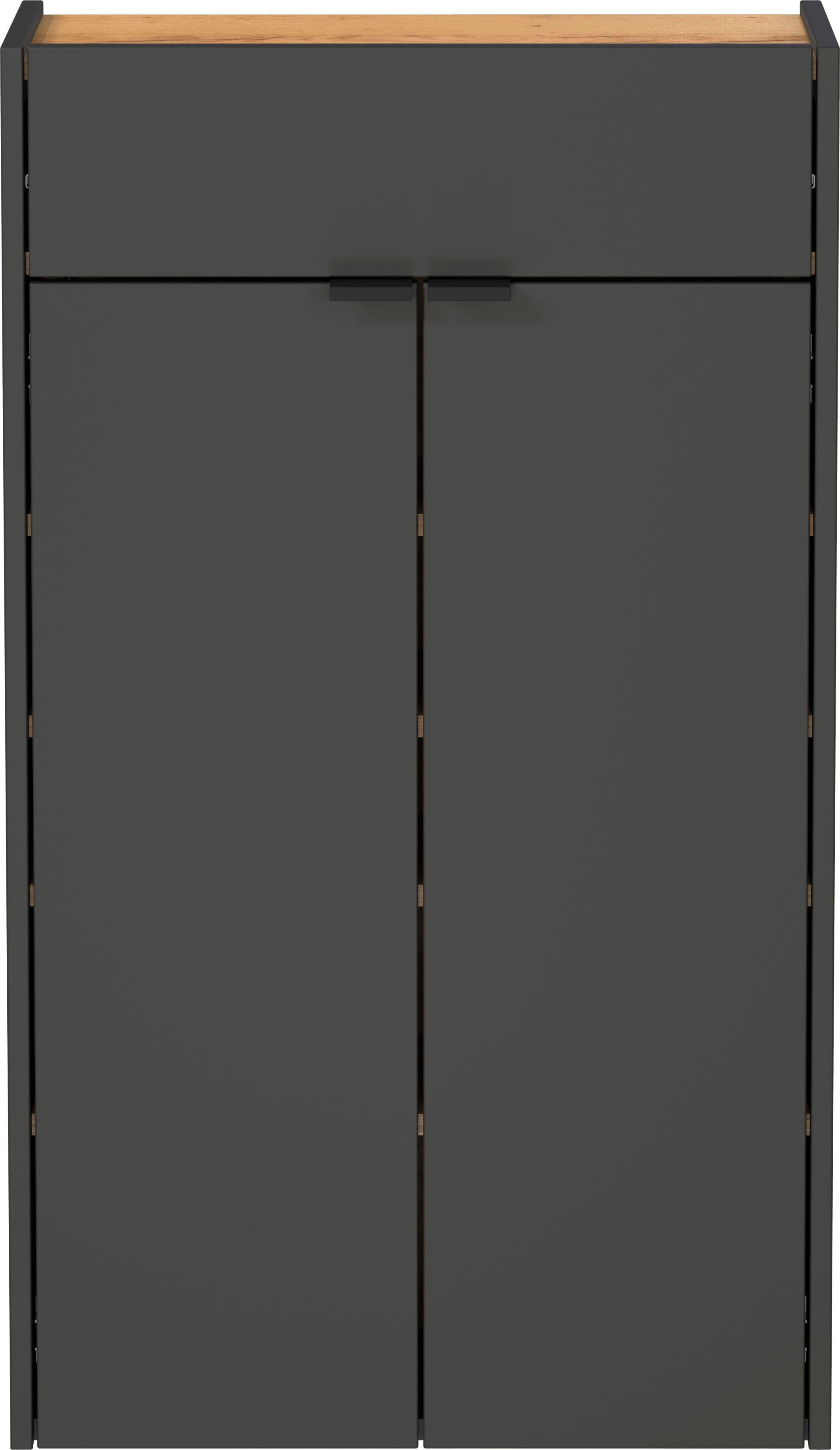 GERMANIA Hängeschrank Ameca Schublade und Türen mit Soft close, Platz für bis zu 10 Paar Schuhe Graphit/Navarra-Eiche-Nachbildung | Graphit/Navarra-Eiche-Nachbildung