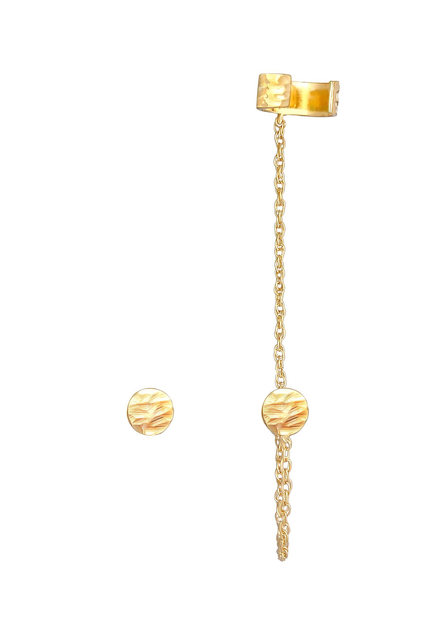 Elli Paar Ohrhänger Earcuff Stecker Rund Organic Struktur 925 Silber