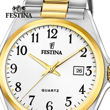 Festina Quarzuhr Festina Herrenuhr Klassik, Herren Armbanduhr rund, Edelstahlarmband silber, gold, Casual