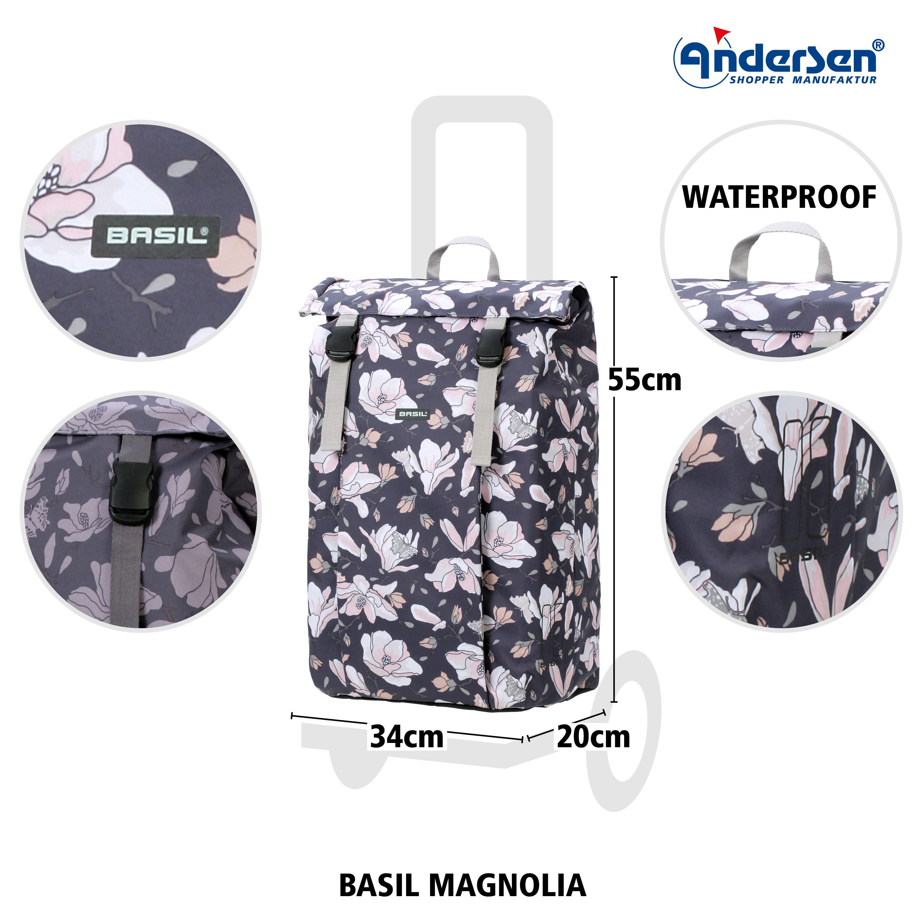 Andersen Einkaufstrolley Tasche Basil Magnolia rosa
