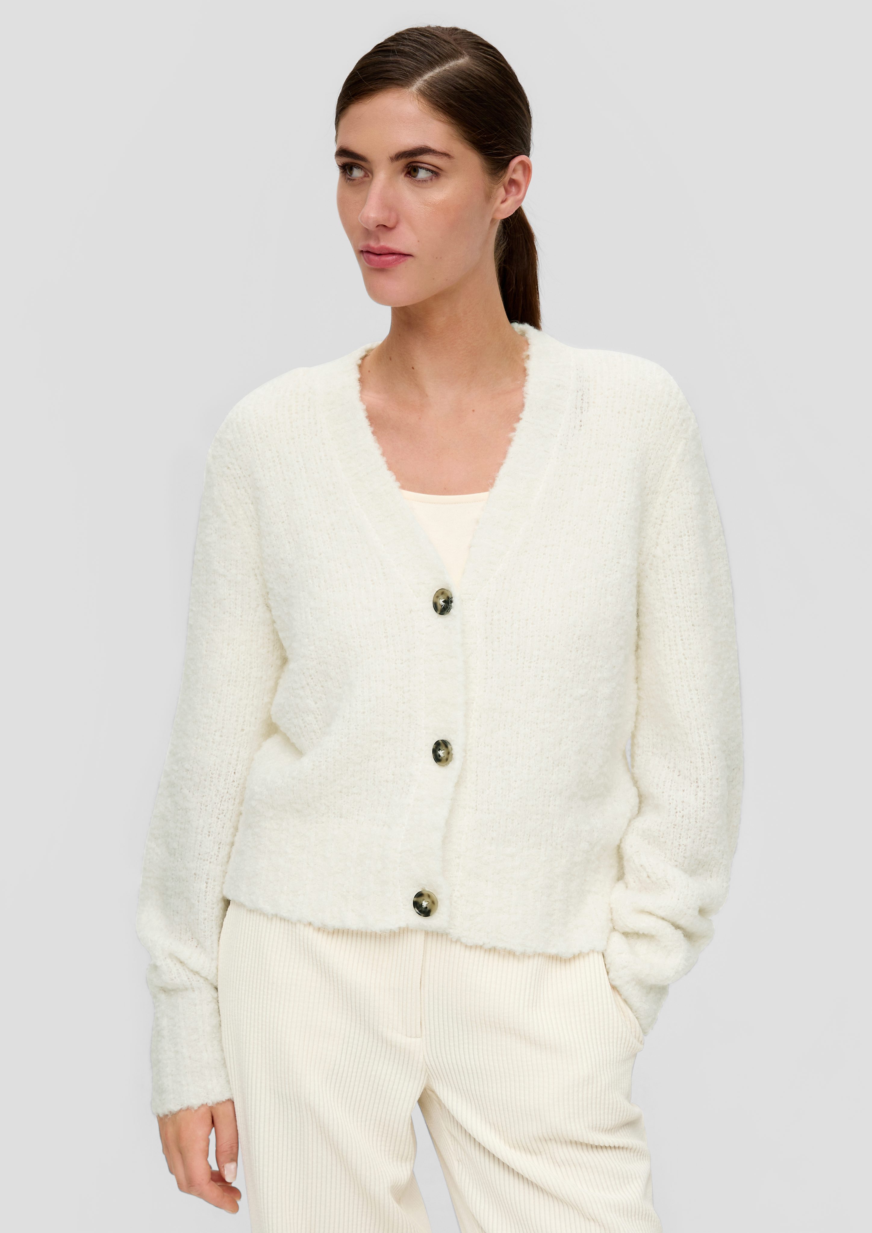 s.Oliver BLACK LABEL Strickjacke Verkürzte Strickjacke aus Alpakamix