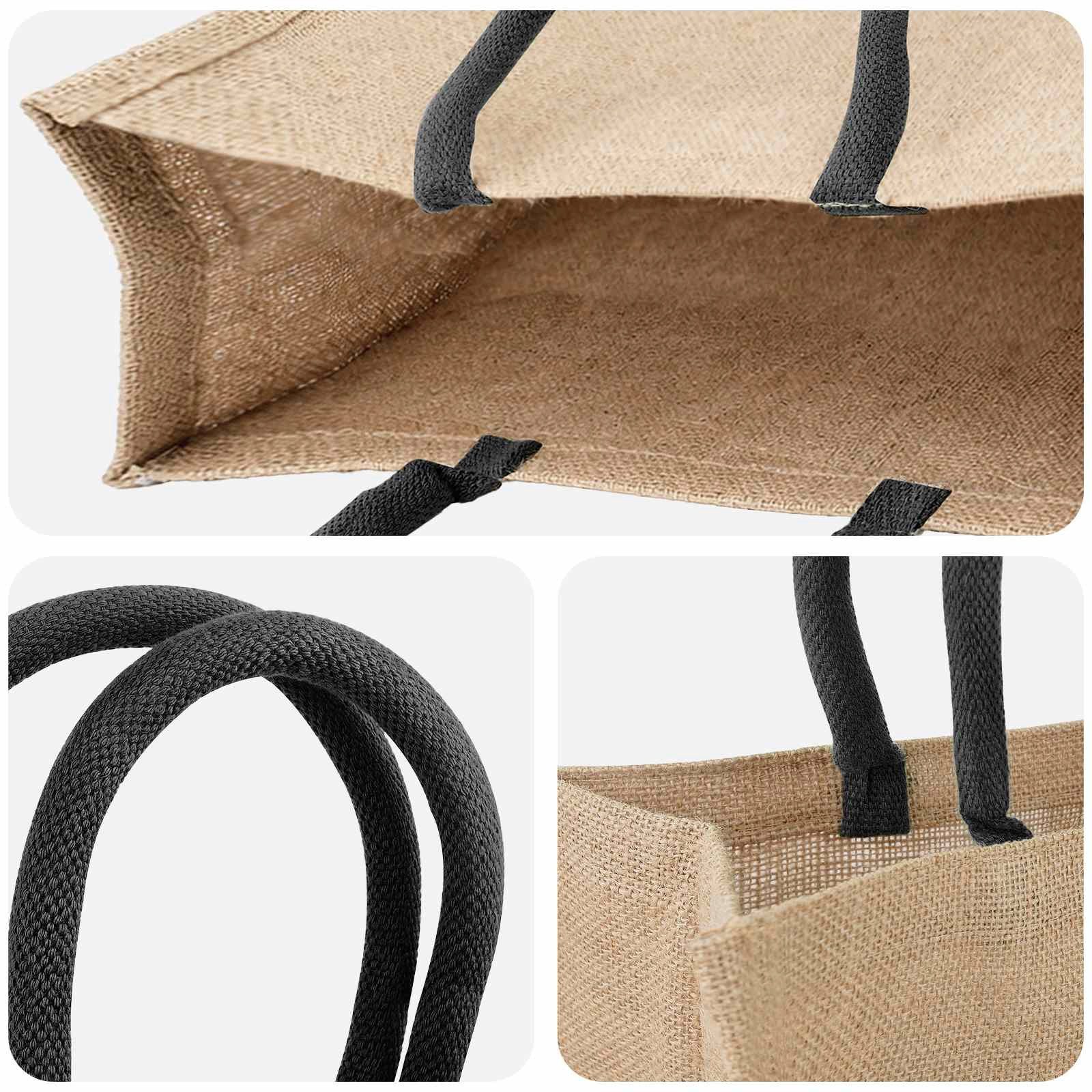 vidaXL Einkaufstrolley Jute-Handtaschen 10 Natürlich und Schwarz 42 x 33 x 19 cm